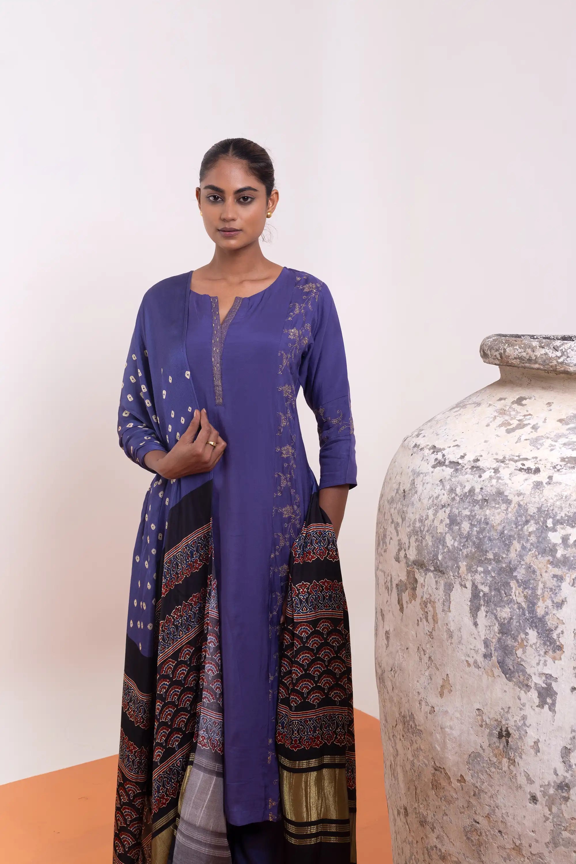 PAYAL Deep Purple Kurta Suit Set with hand Embroidery Detailing