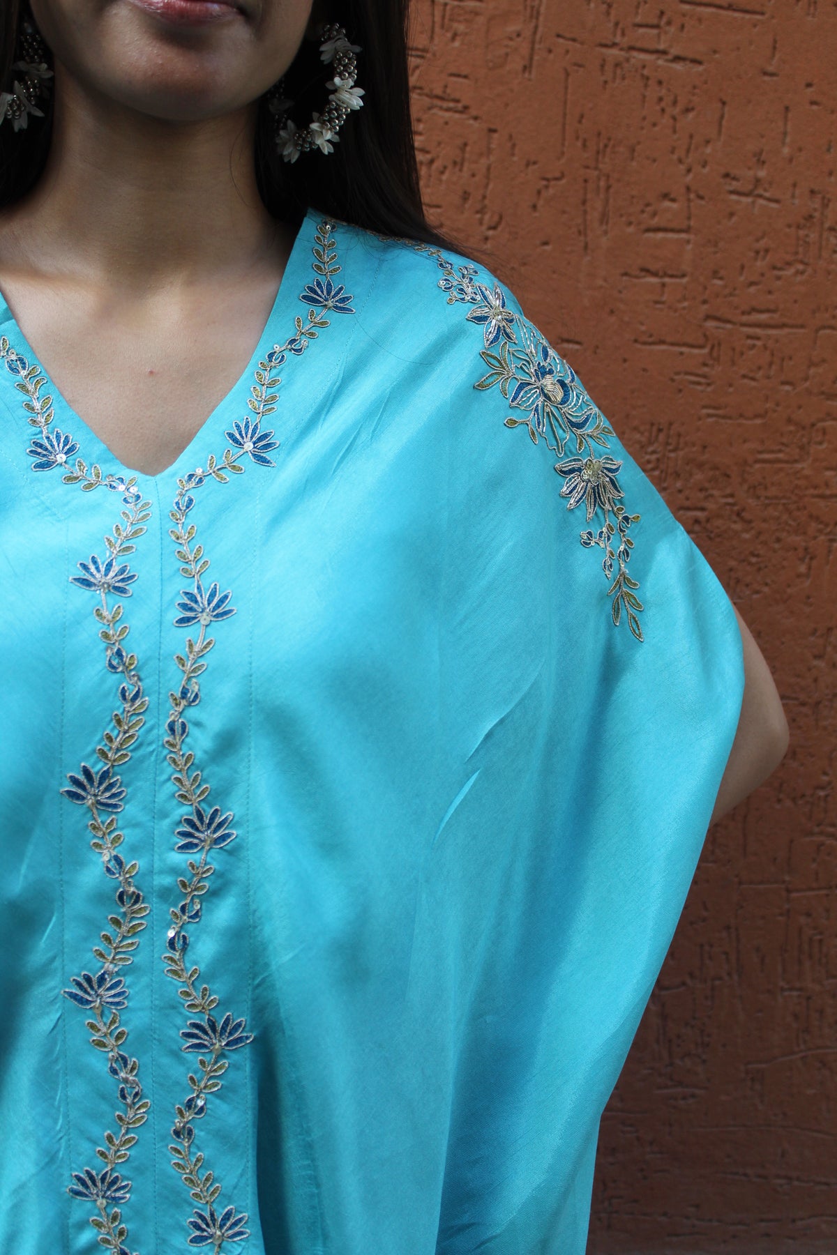 Aqua Silk Two-Piece Festive Set