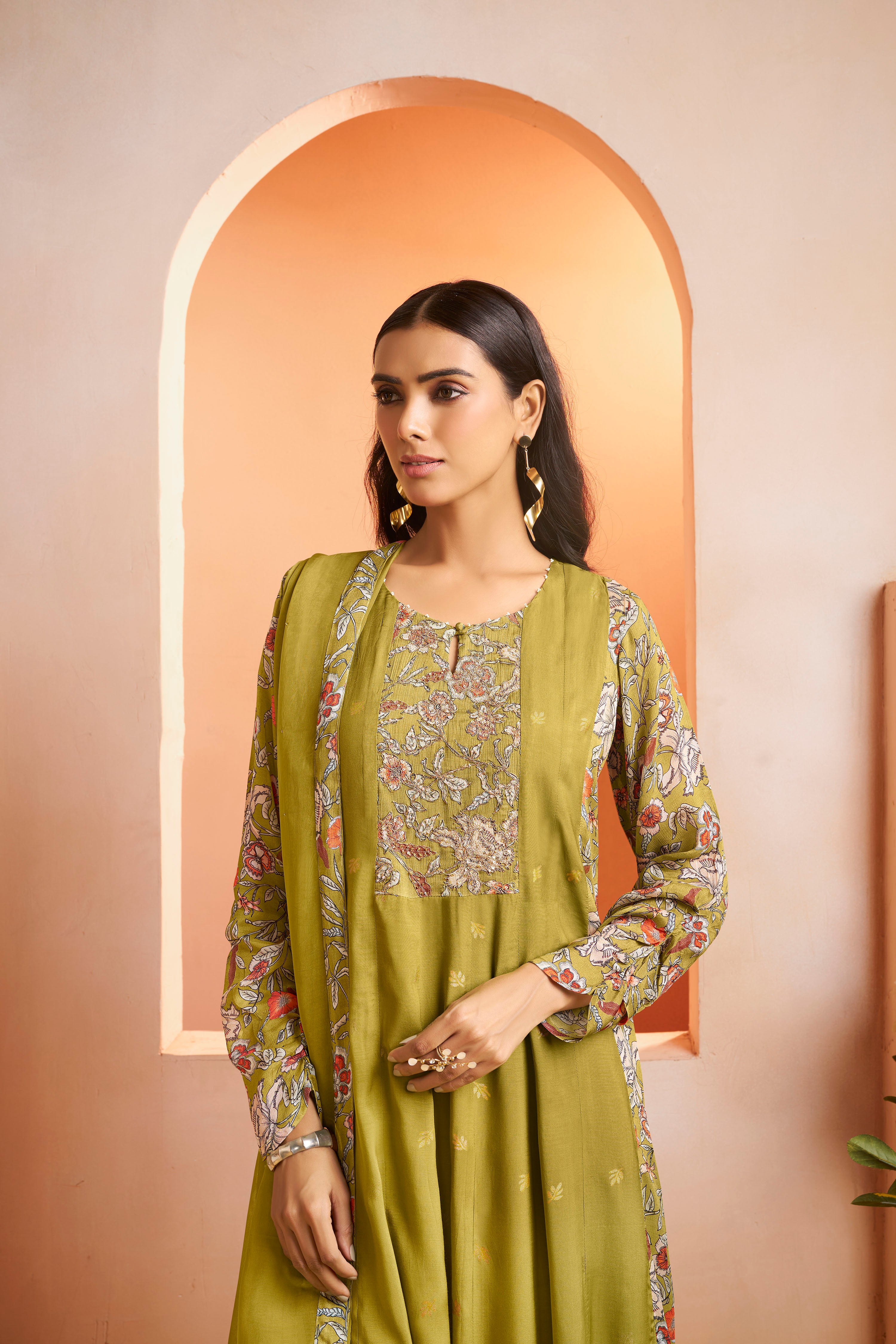 Elegant Green Silk Anarkali Salwar Suit