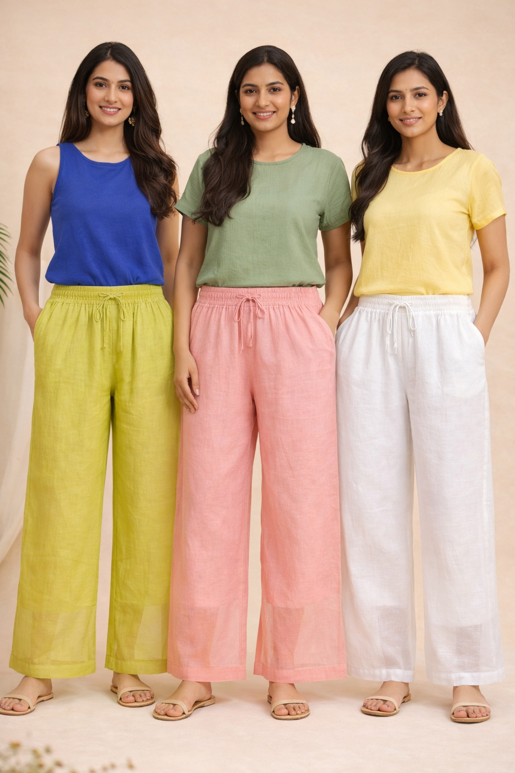 Women’s Relaxed Fit Solid Linen Pants
