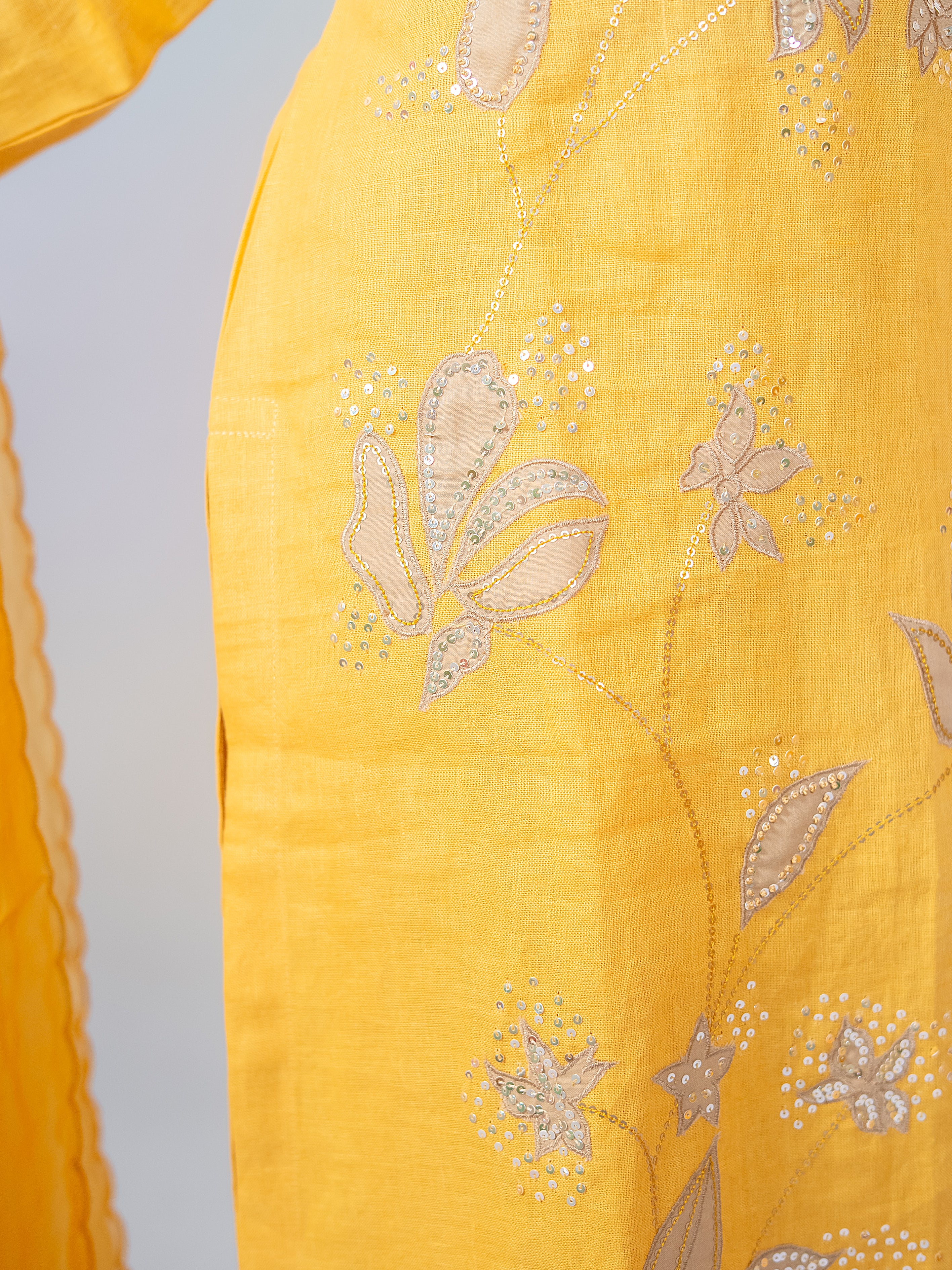Yellow Linen A-Line Salwar Suit
