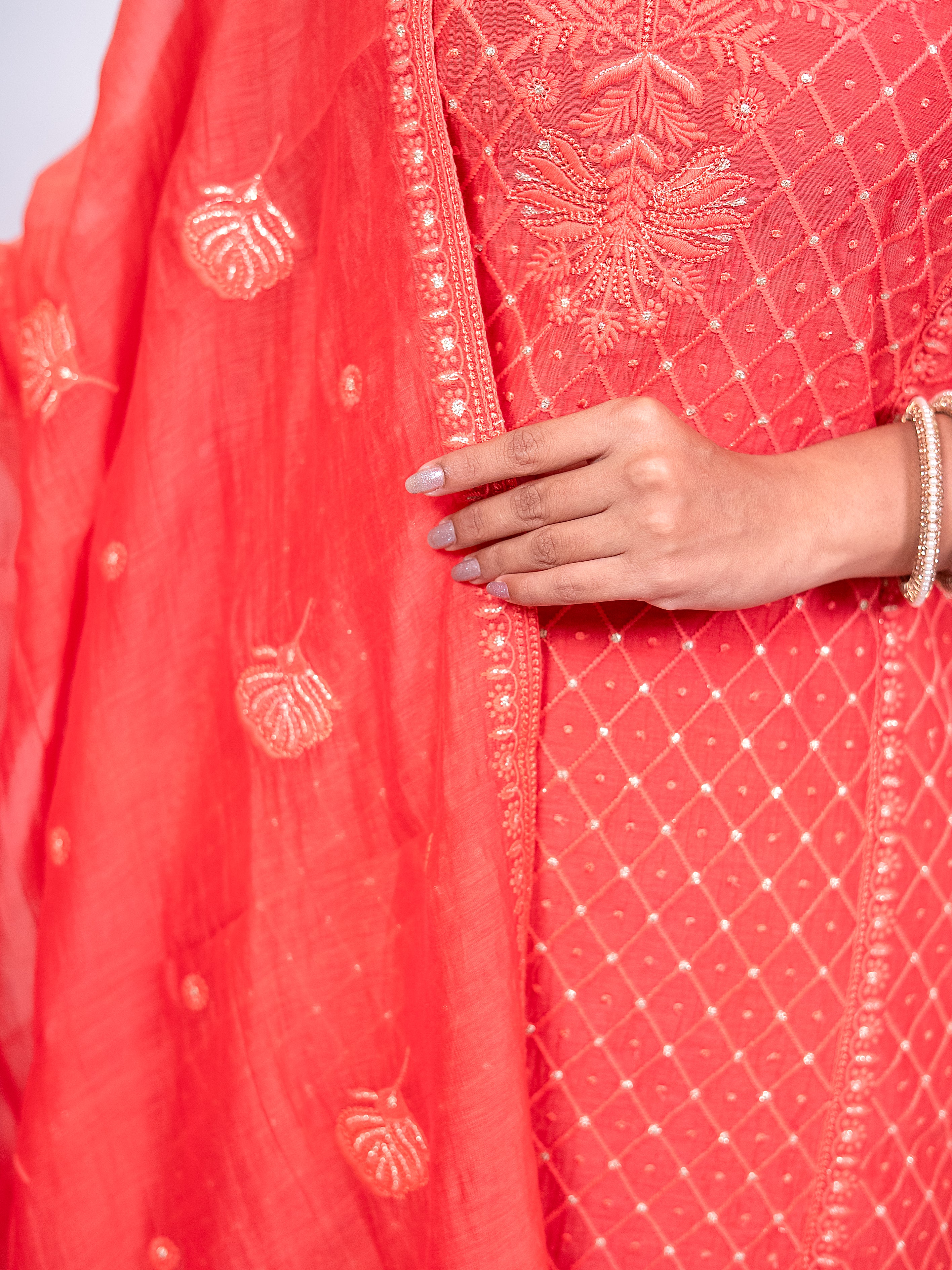 Peach Mal Chanderi Salwar Suit