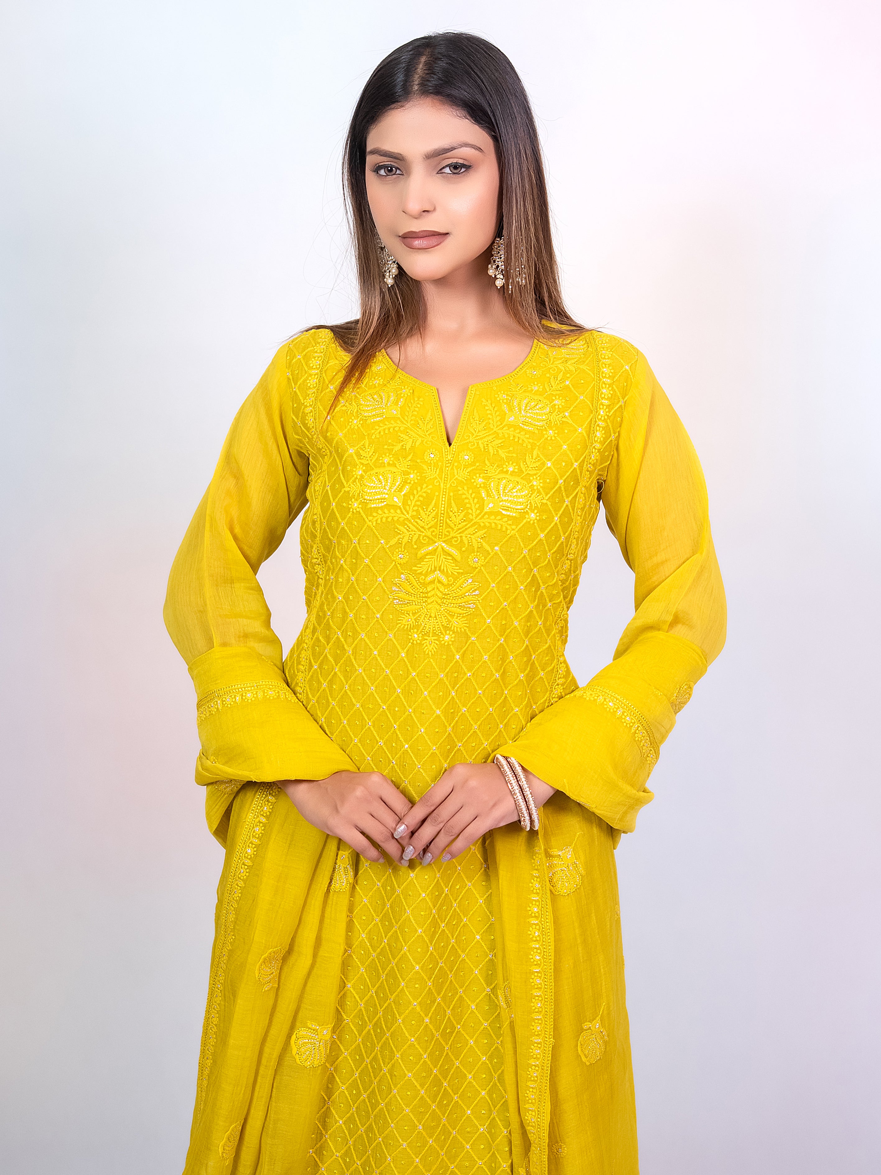 Mustard Yellow Mal Chanderi Salwar Suit