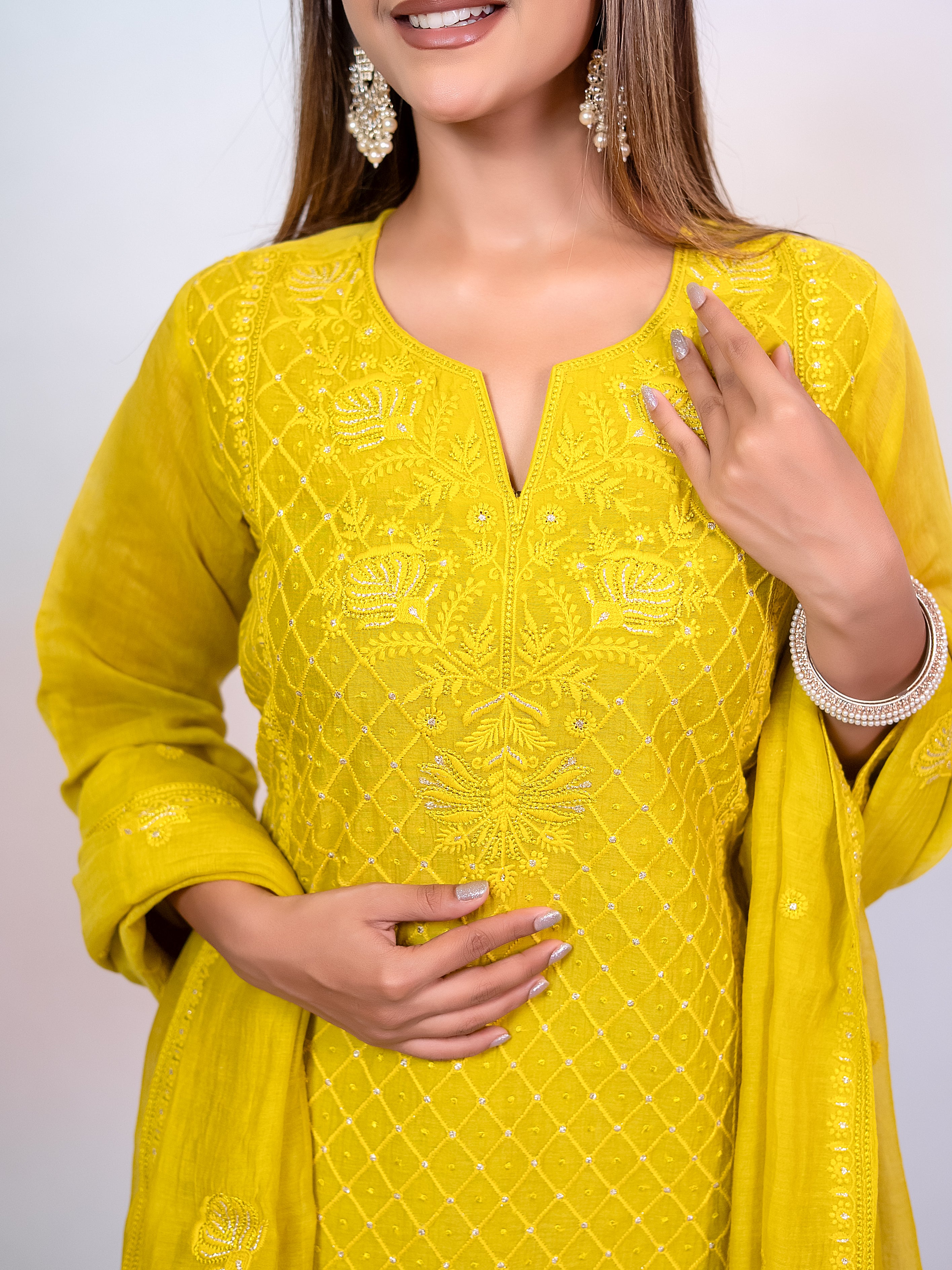 Mustard Yellow Mal Chanderi Salwar Suit