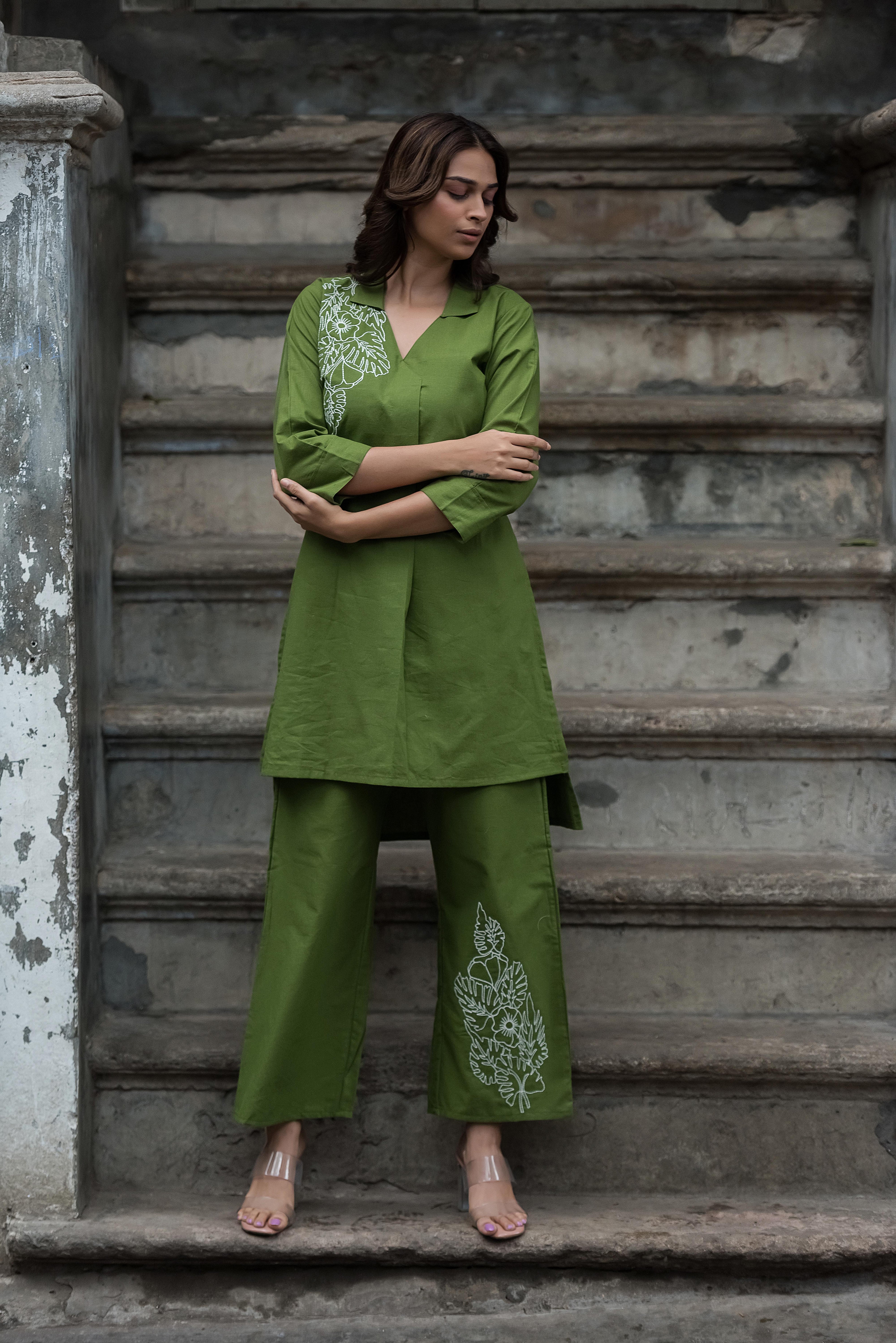 Green Cotton Co-ord Set