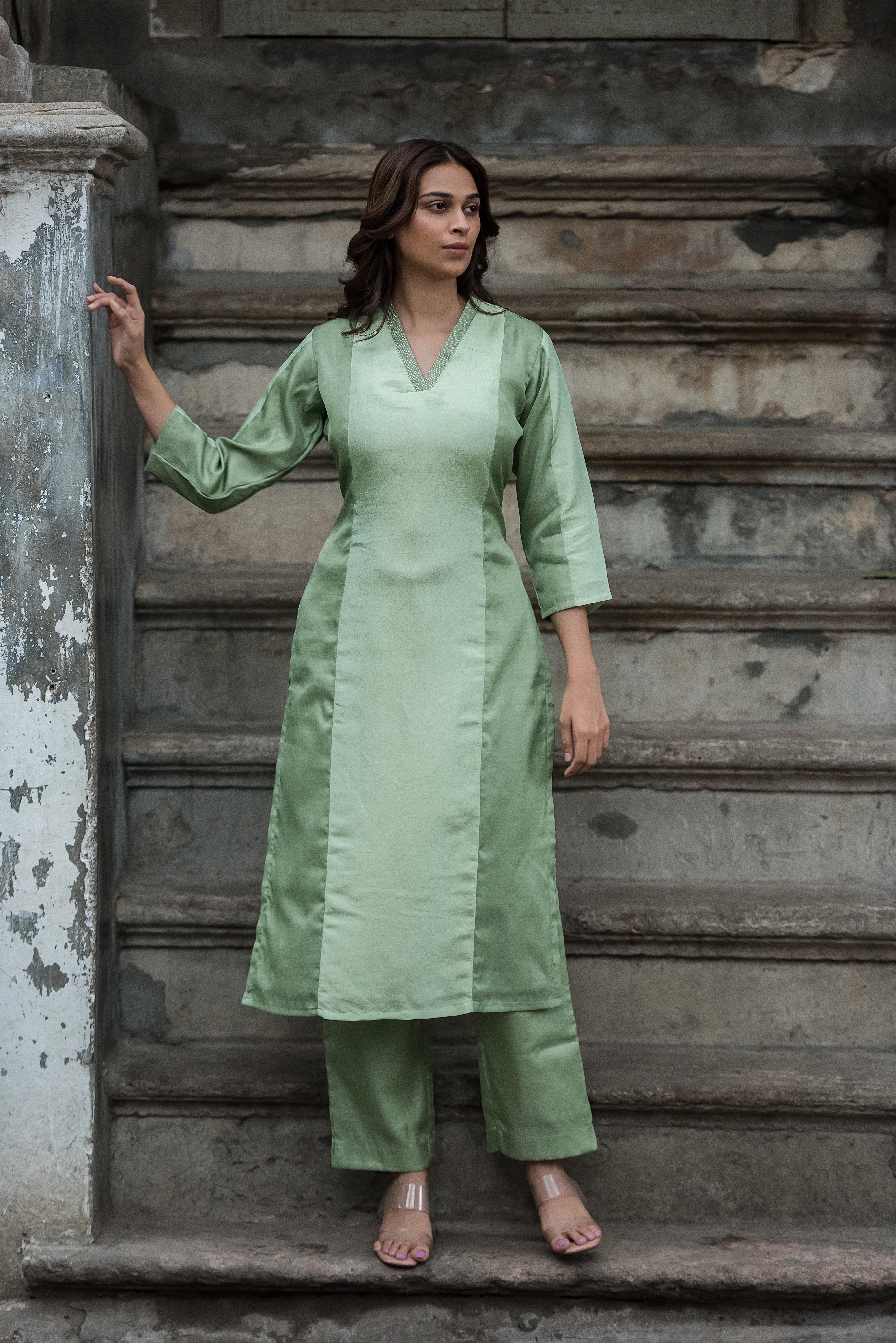 Pista Green Straight Co-ord Set