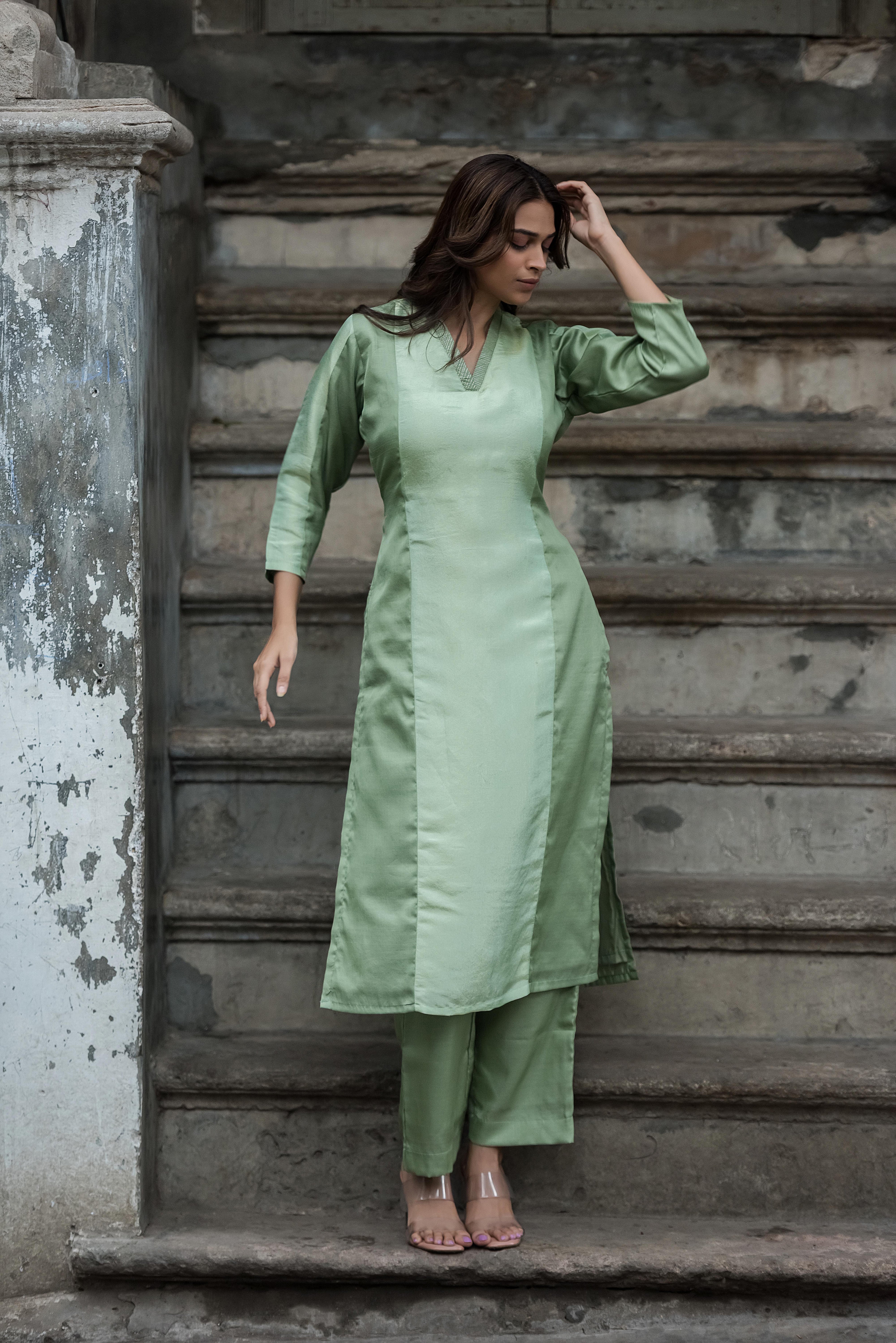 Pista Green Straight Co-ord Set