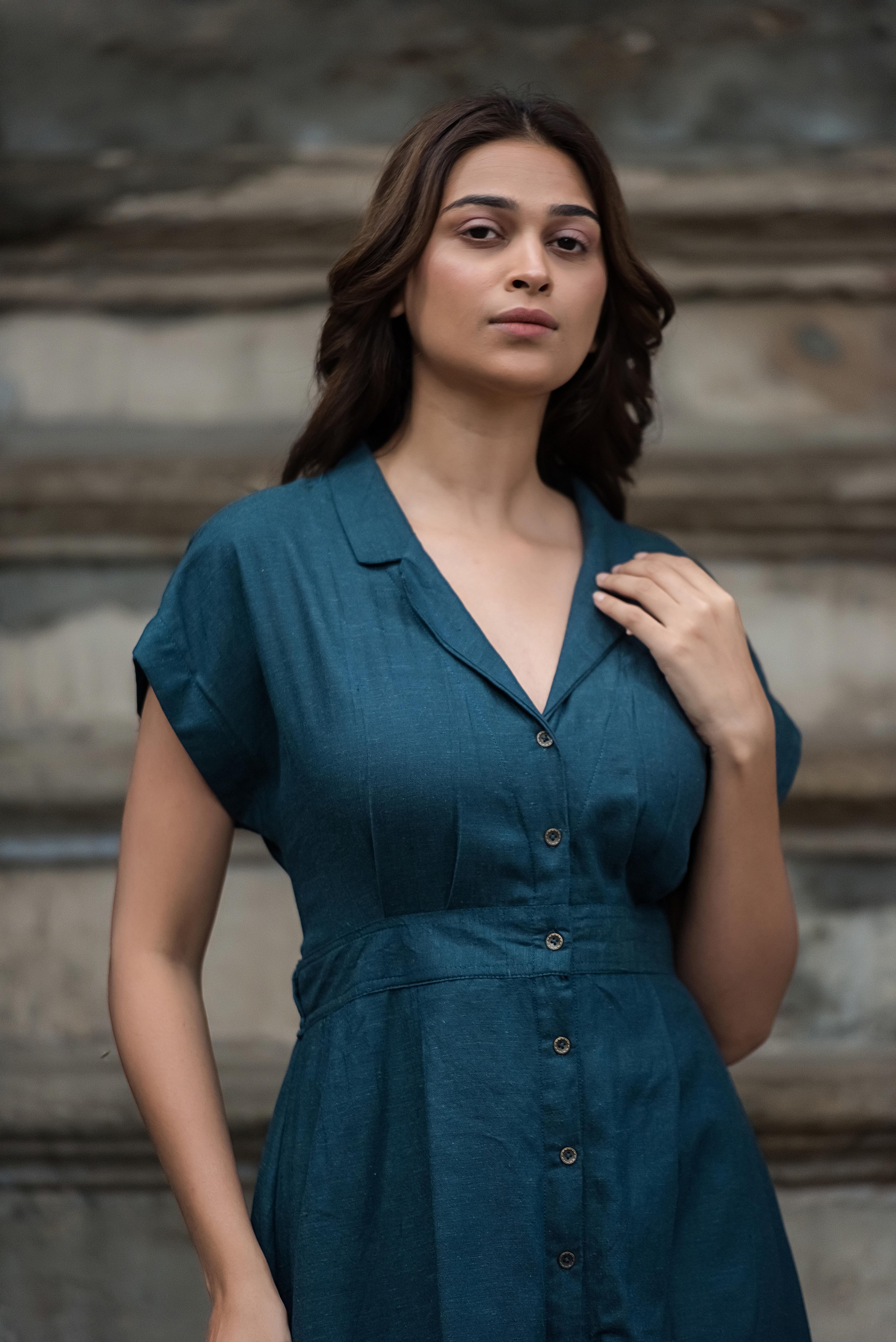 D.Green A-line Dress