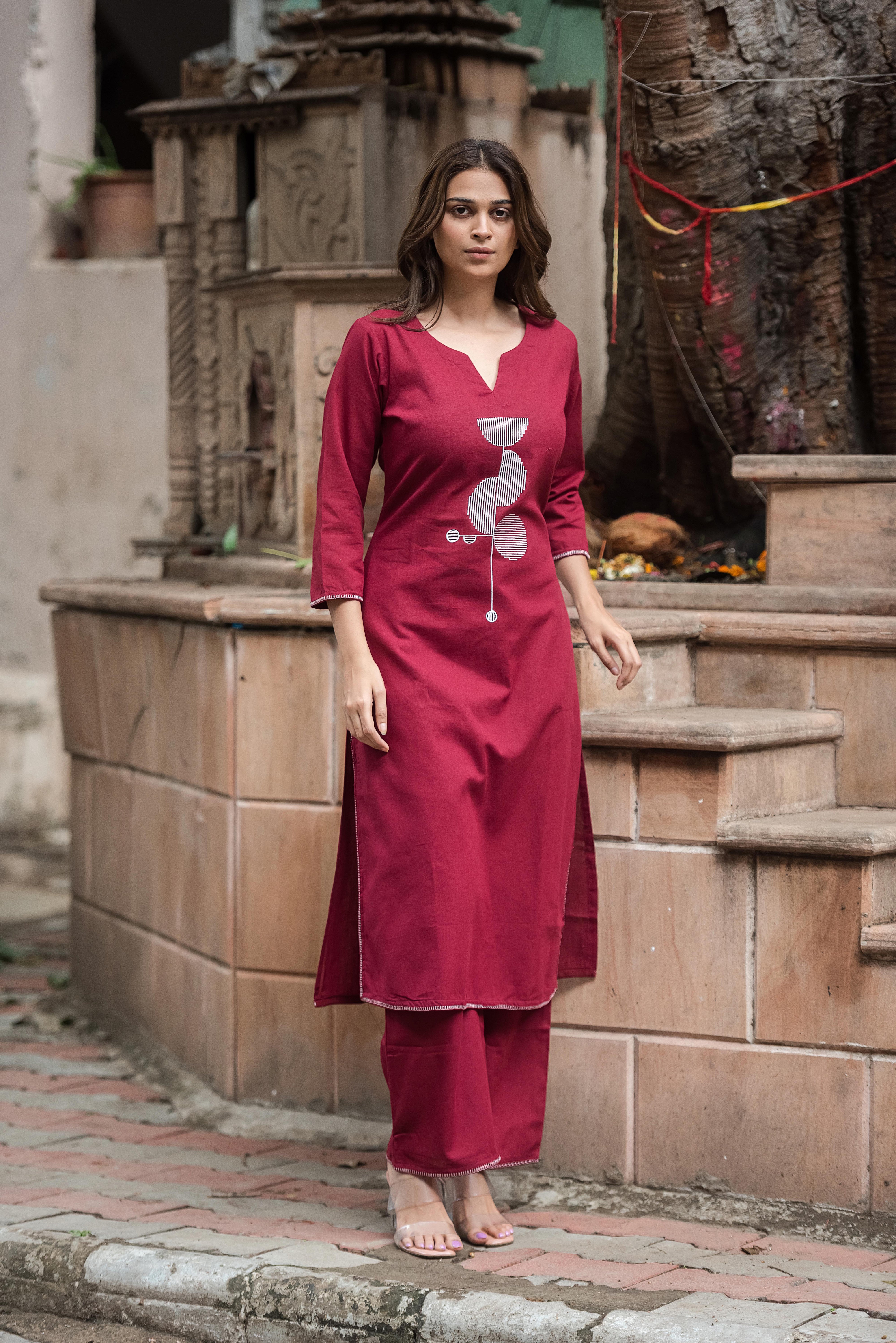 Maroon Straight Co-ord Set