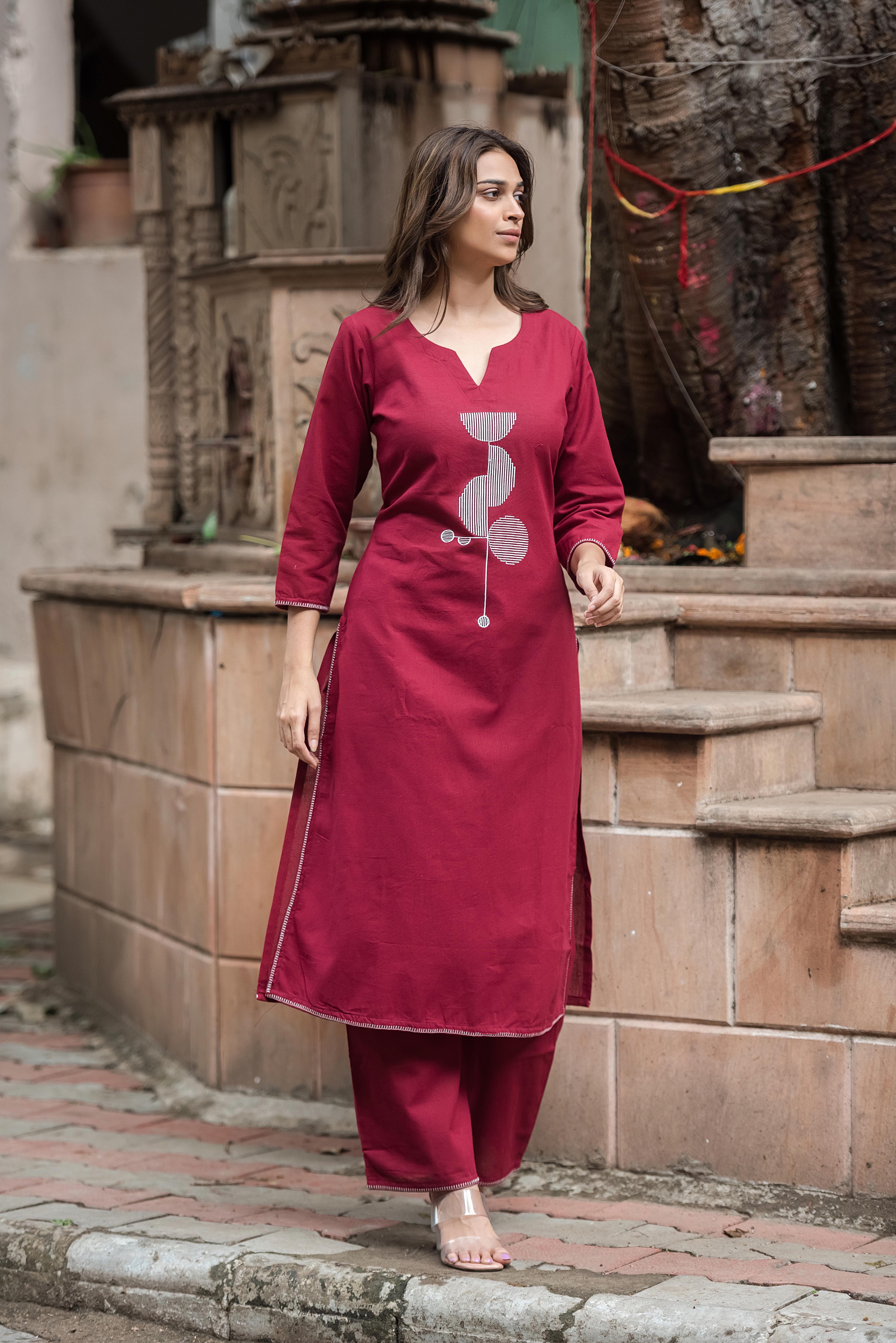 Maroon Straight Co-ord Set