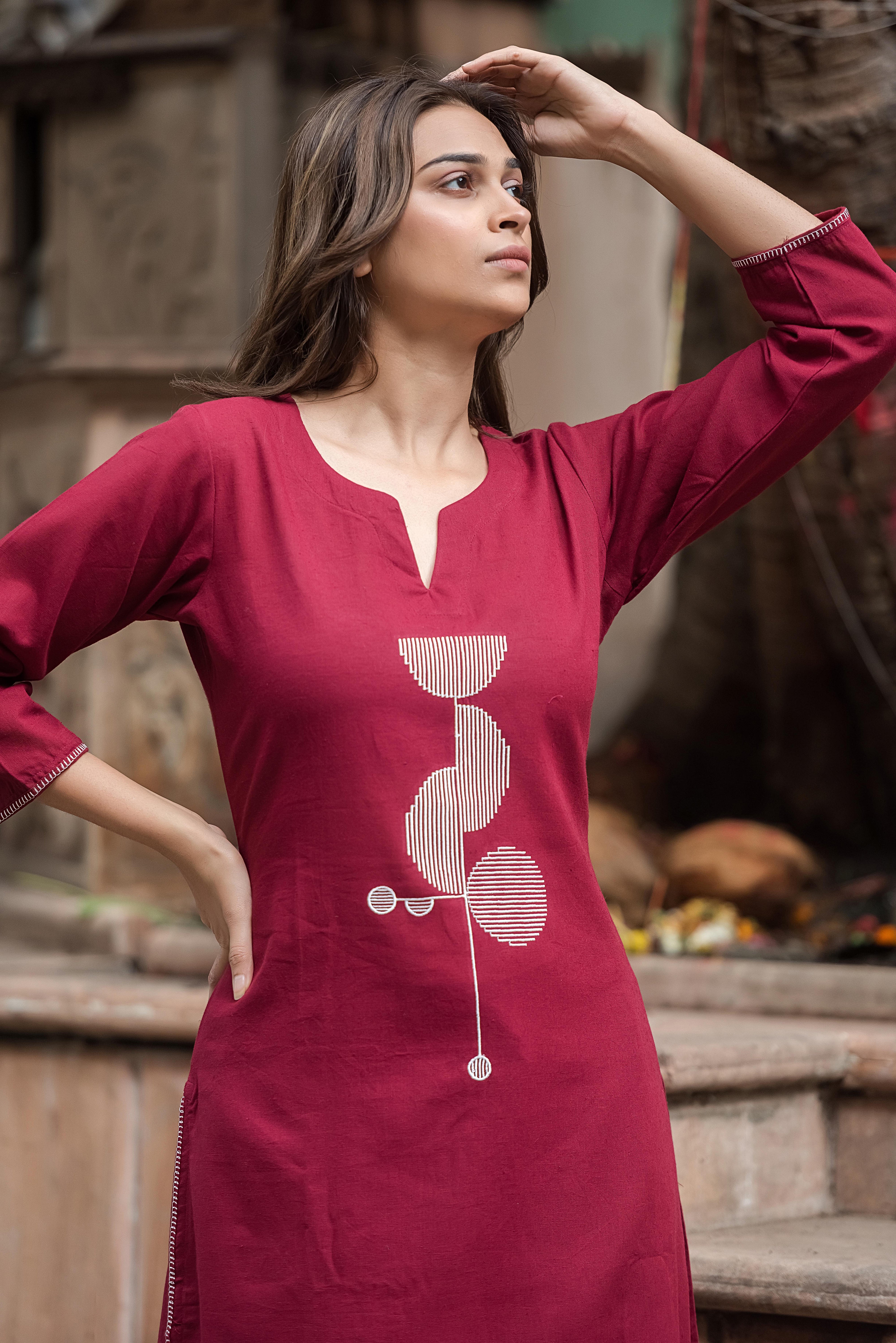 Maroon Straight Co-ord Set