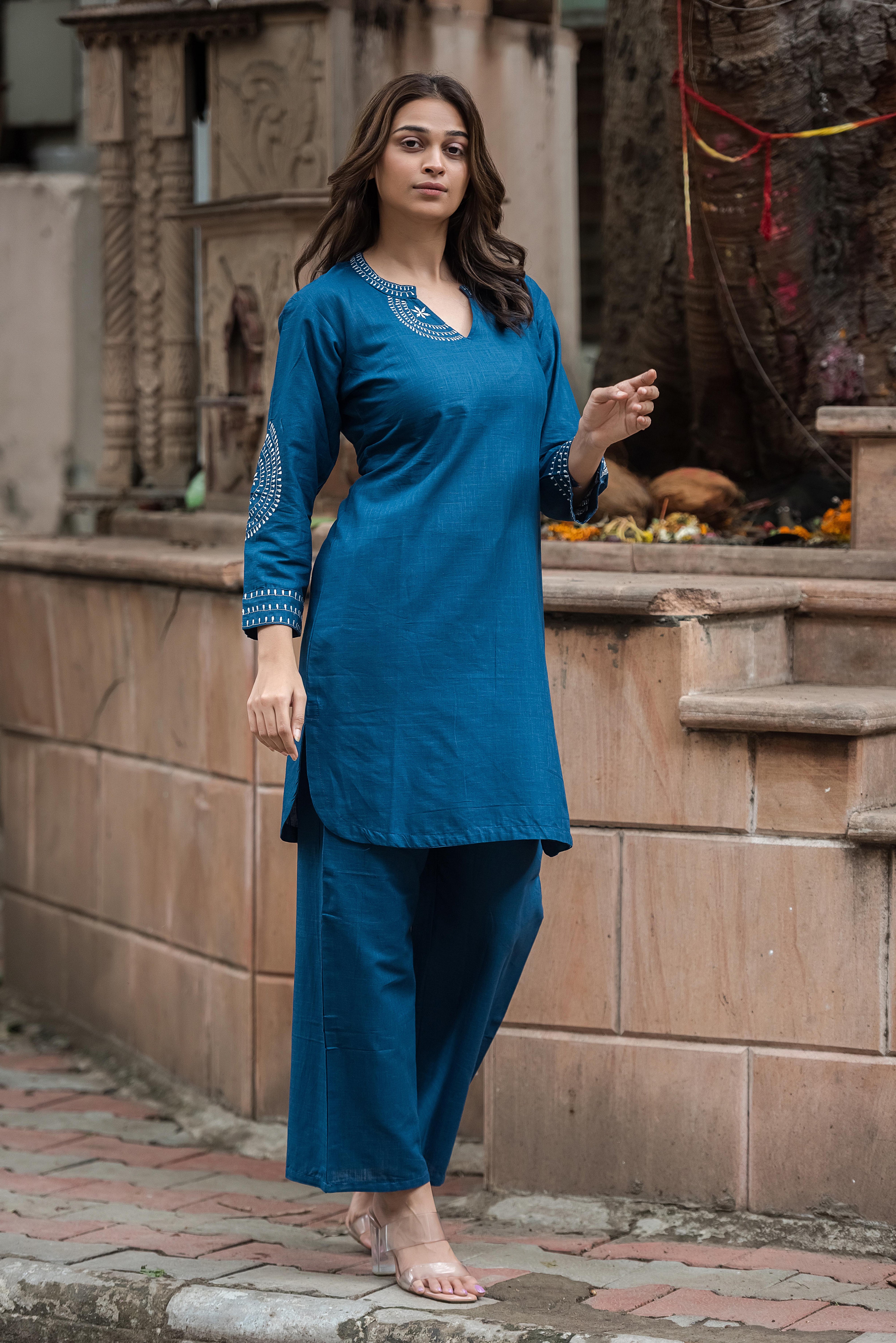 Blue Straight Co-ord Set