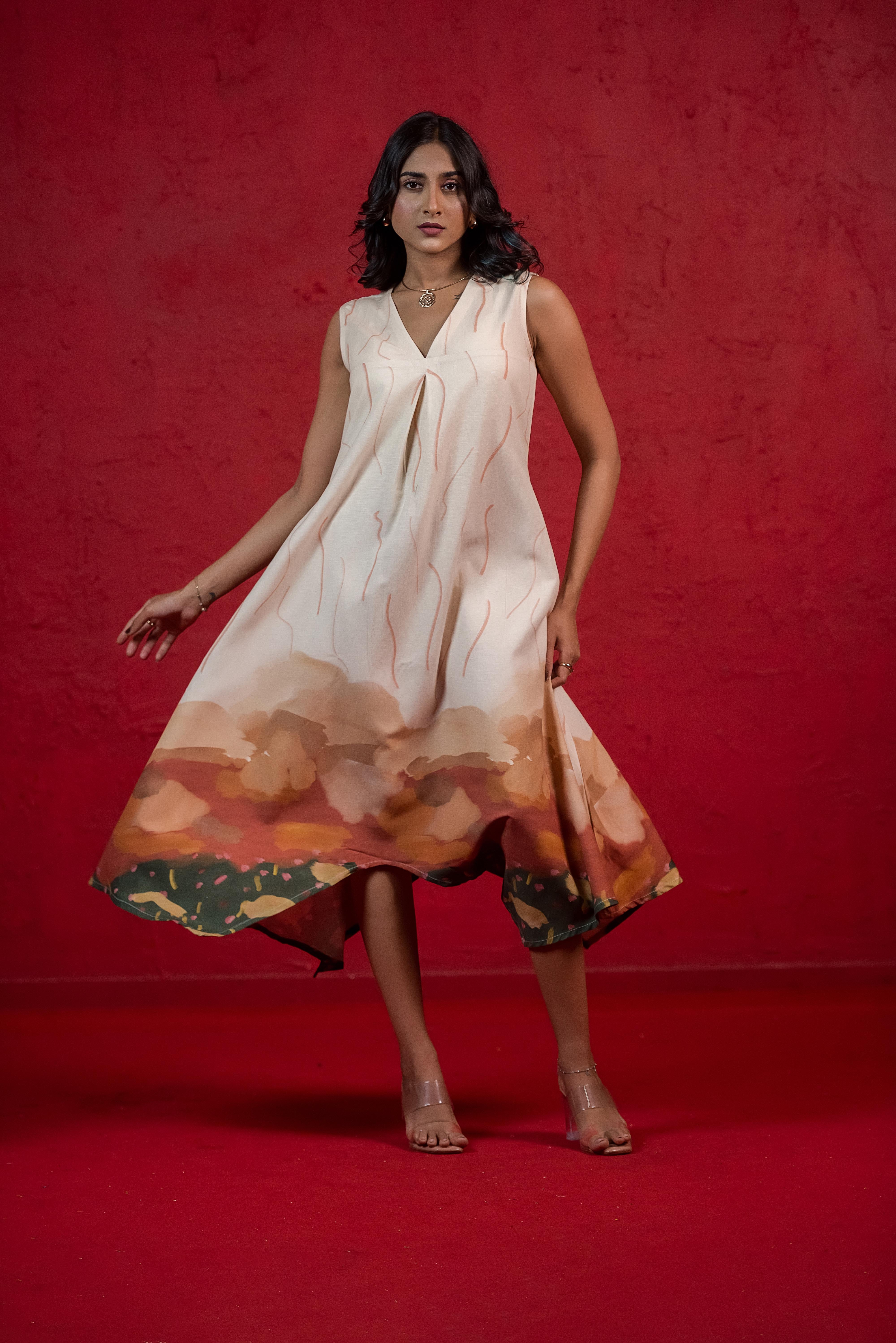Graceful Green A-line Dress