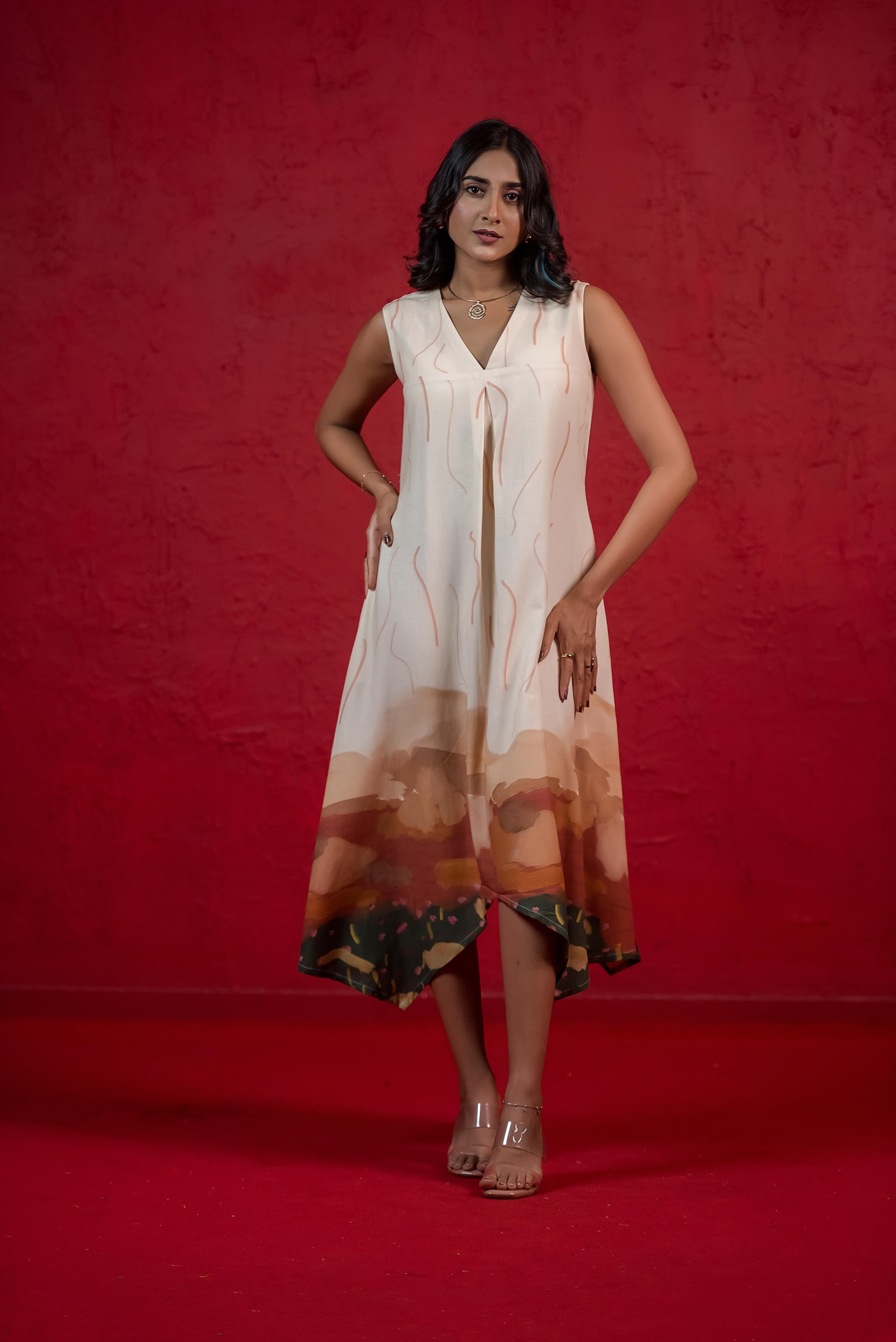 Graceful Green A-line Dress