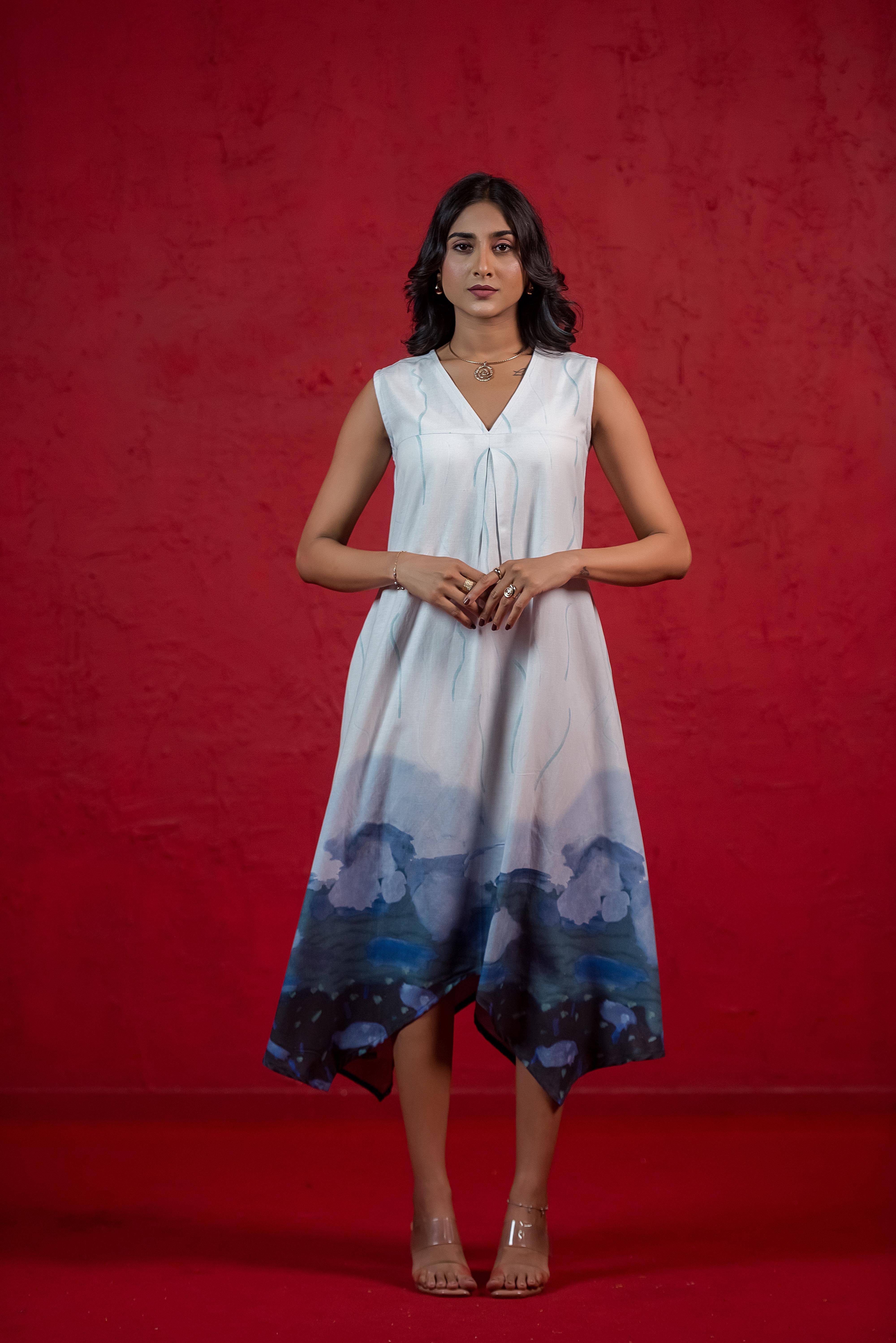 Elegant Blue A-line Dress