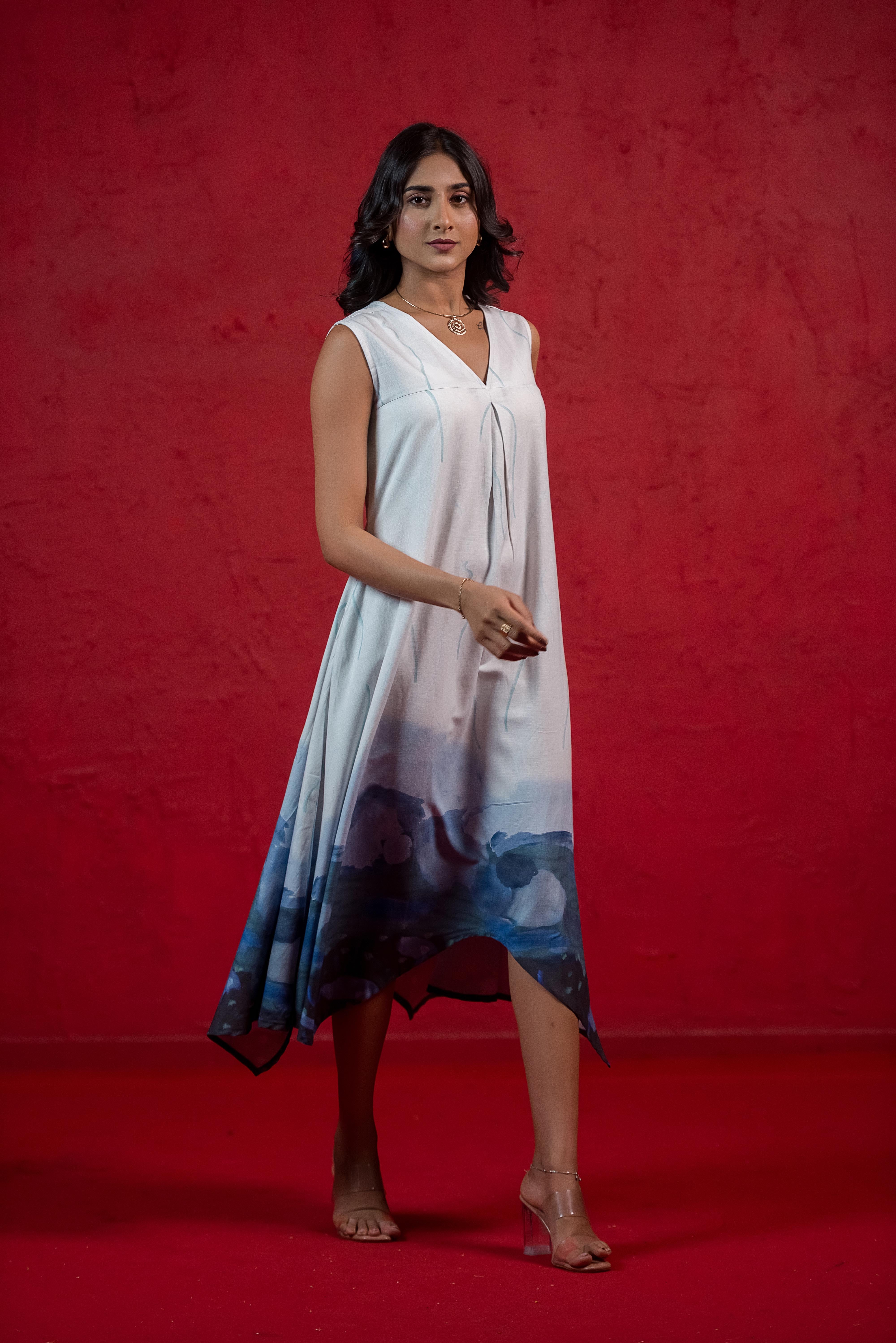Elegant Blue A-line Dress