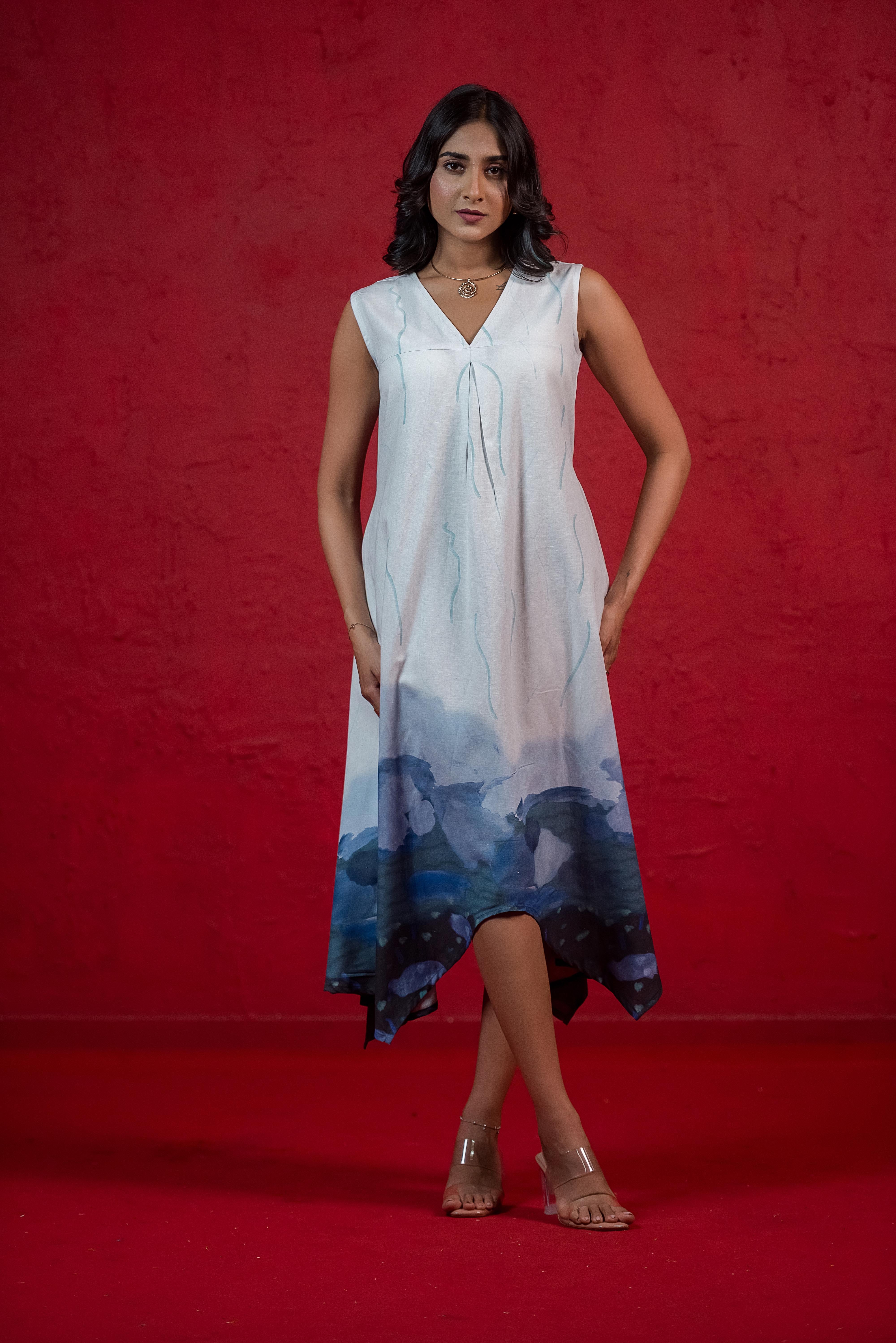 Elegant Blue A-line Dress