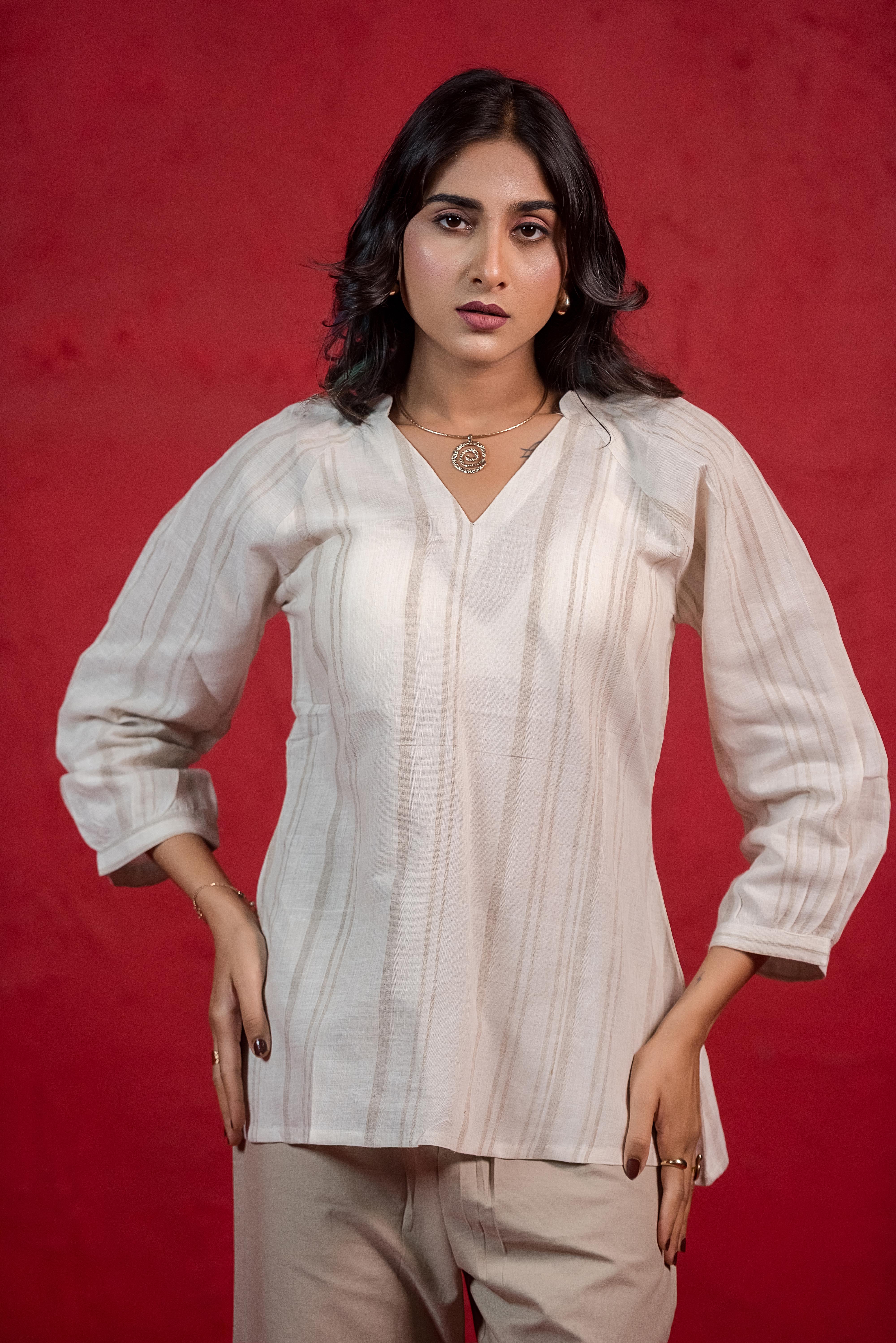 Jute Co-ord Set with Refined V-Neckline