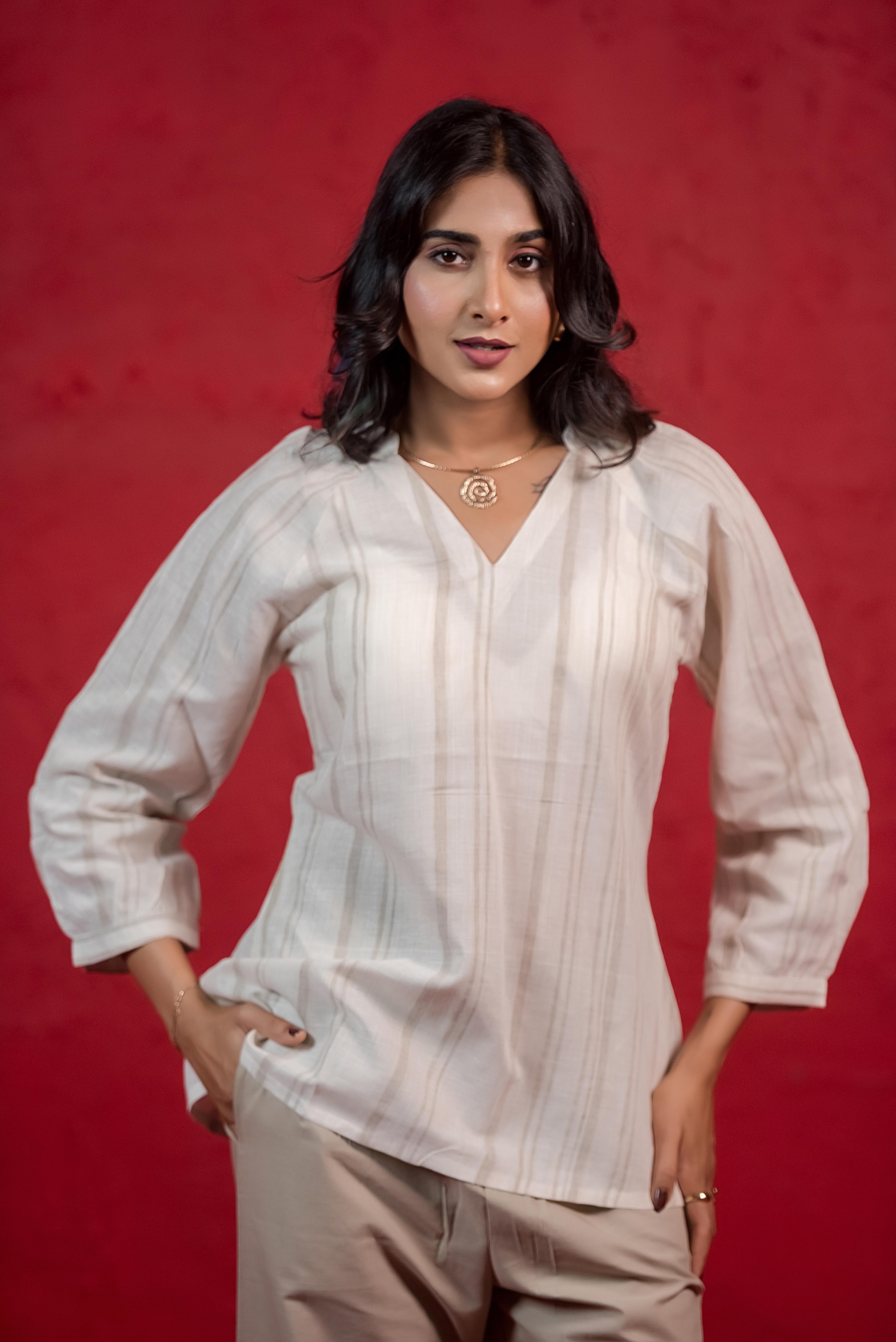 Jute Co-ord Set with Refined V-Neckline