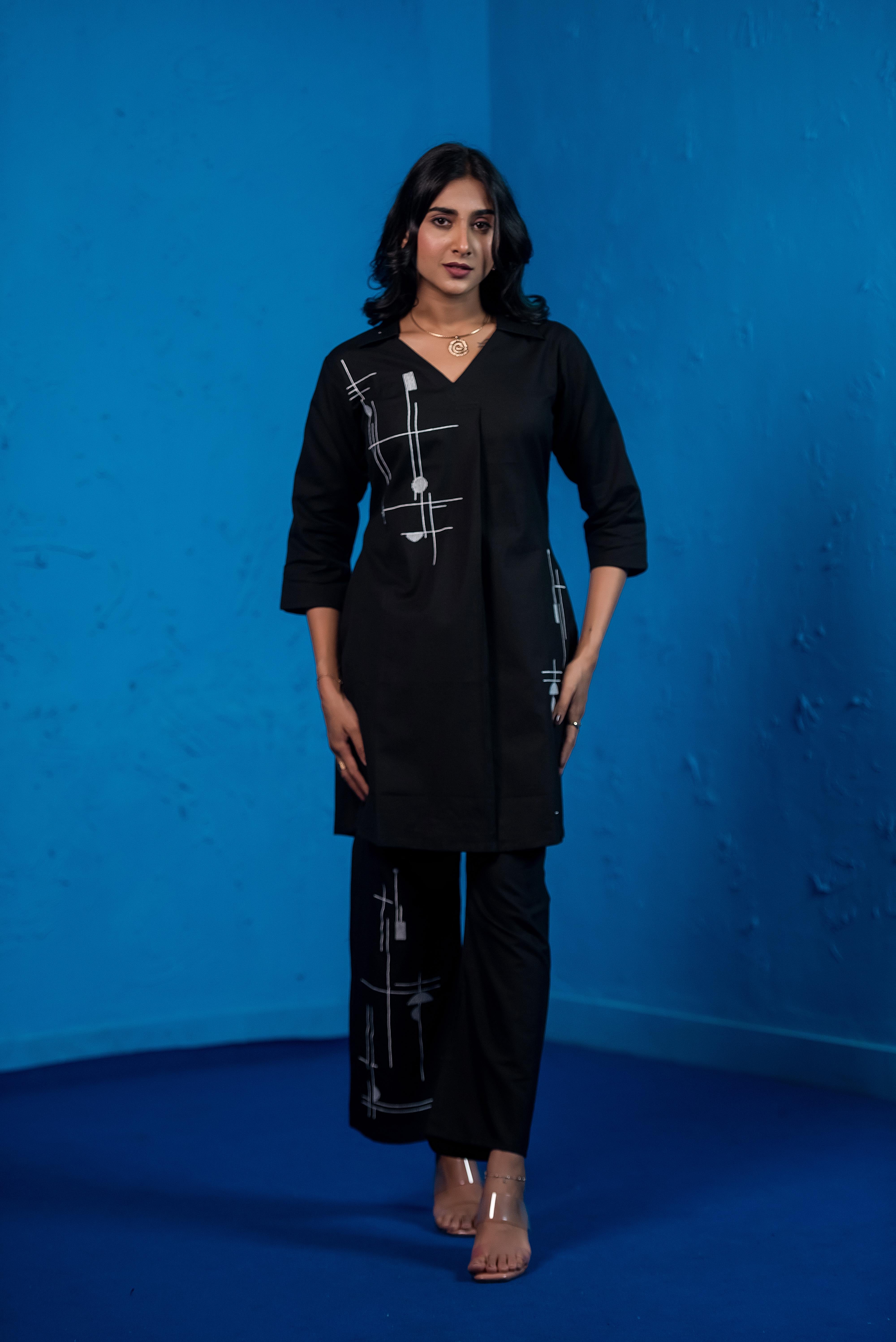 Versatile Black Co-ord Set with Refined Neckline