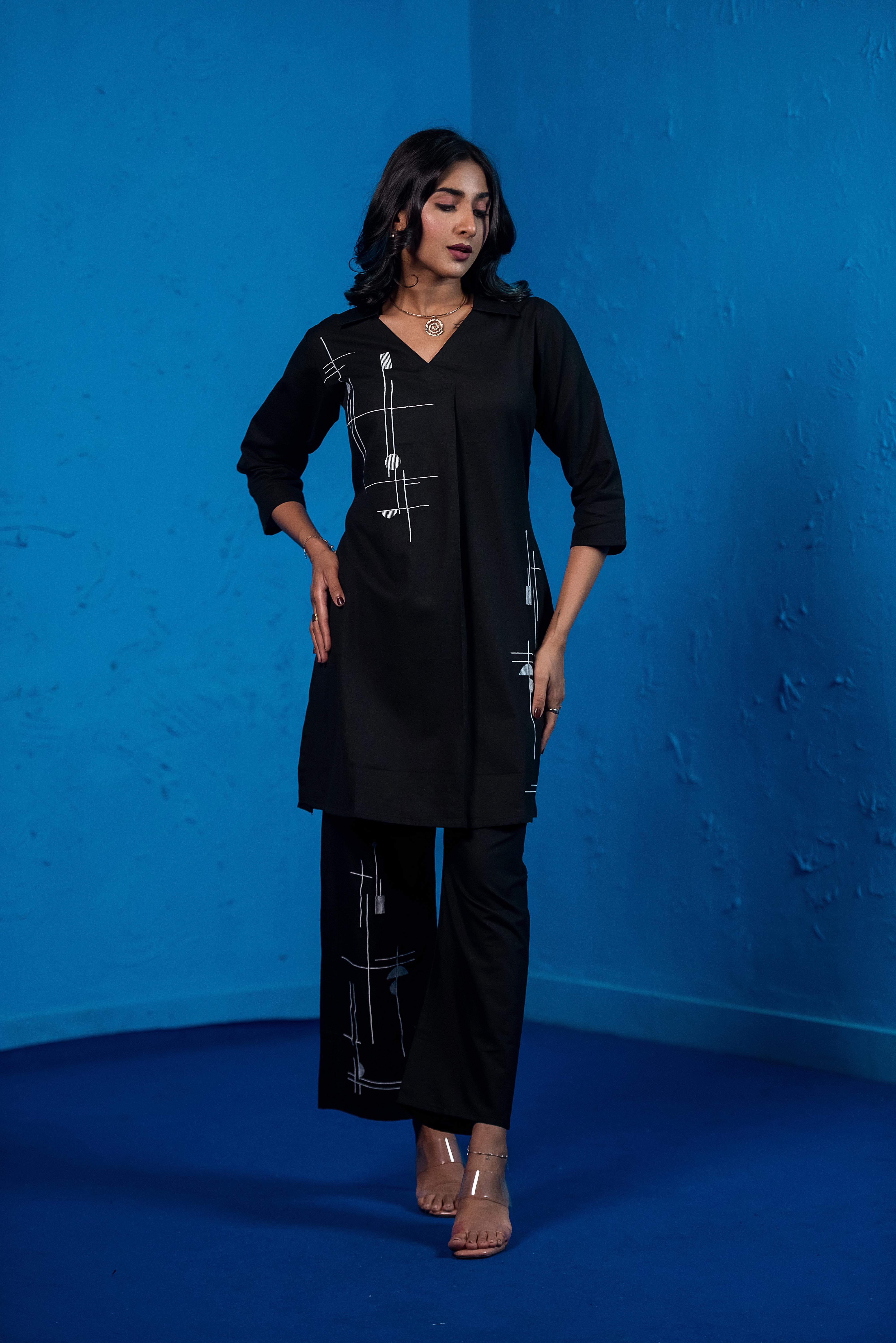 Versatile Black Co-ord Set with Refined Neckline