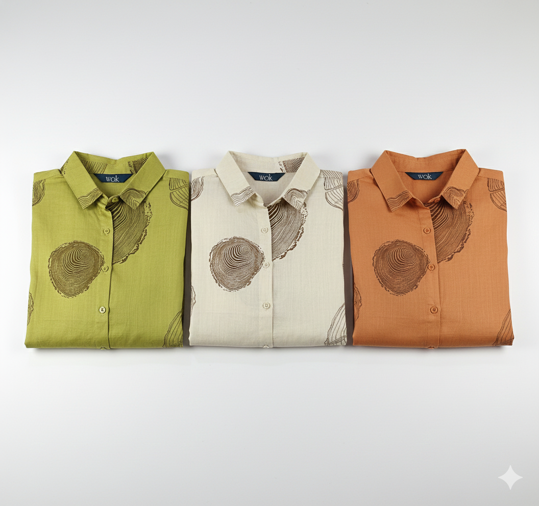 Women's Casual Shirt with Artistic Wood Grain Print