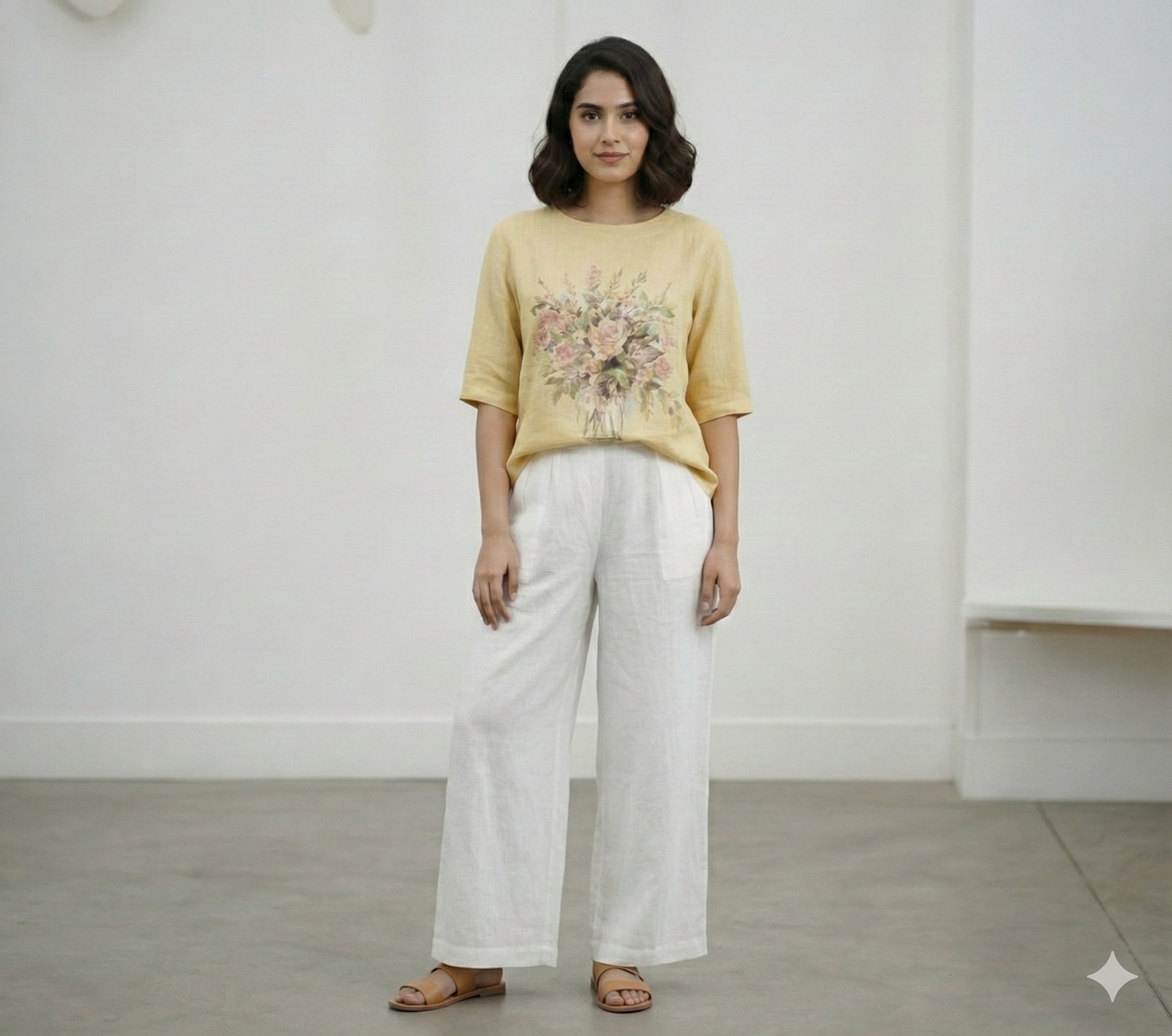 Floral Vase Linen Top