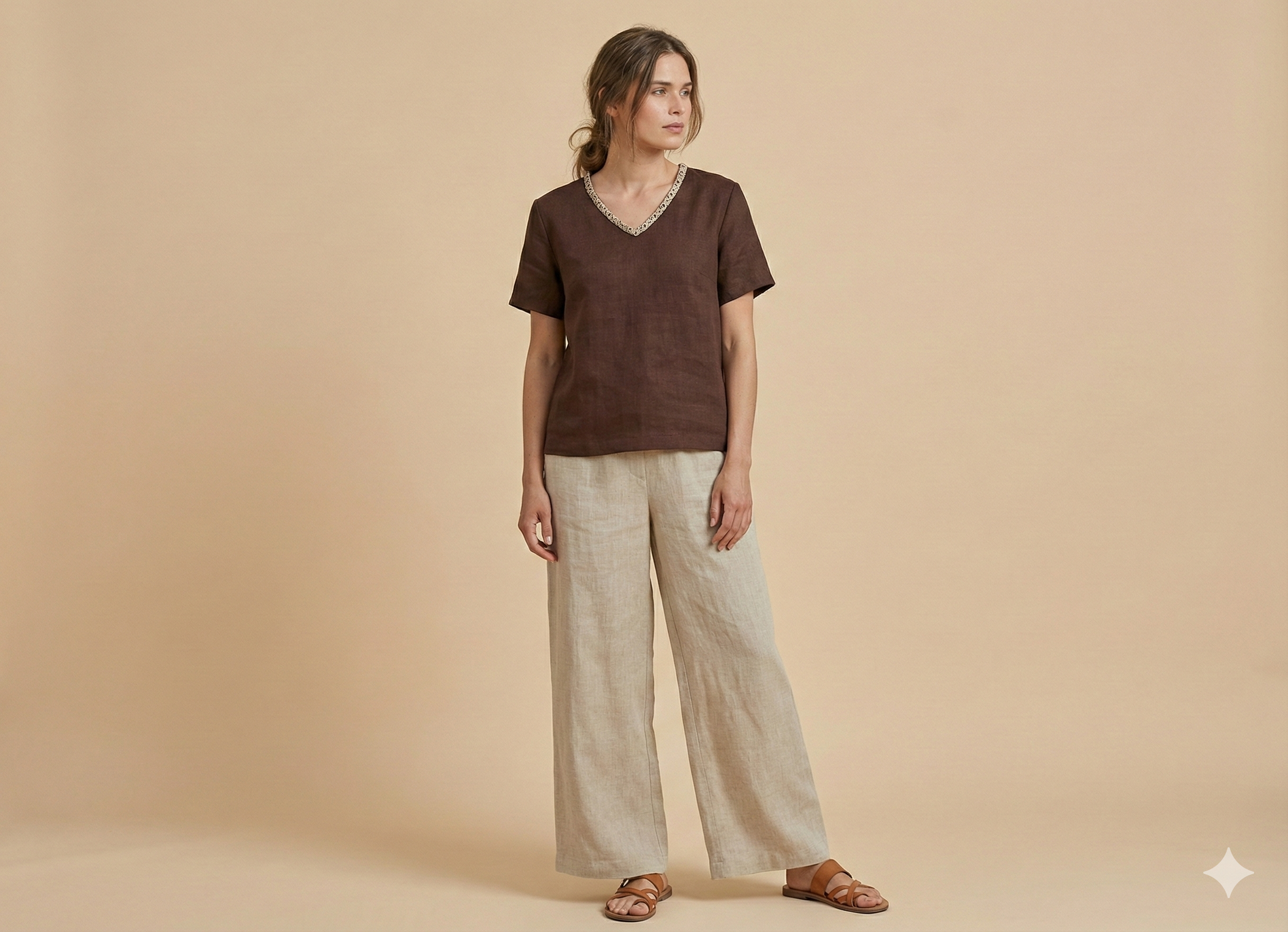 Women’s Linen V-Neck Top