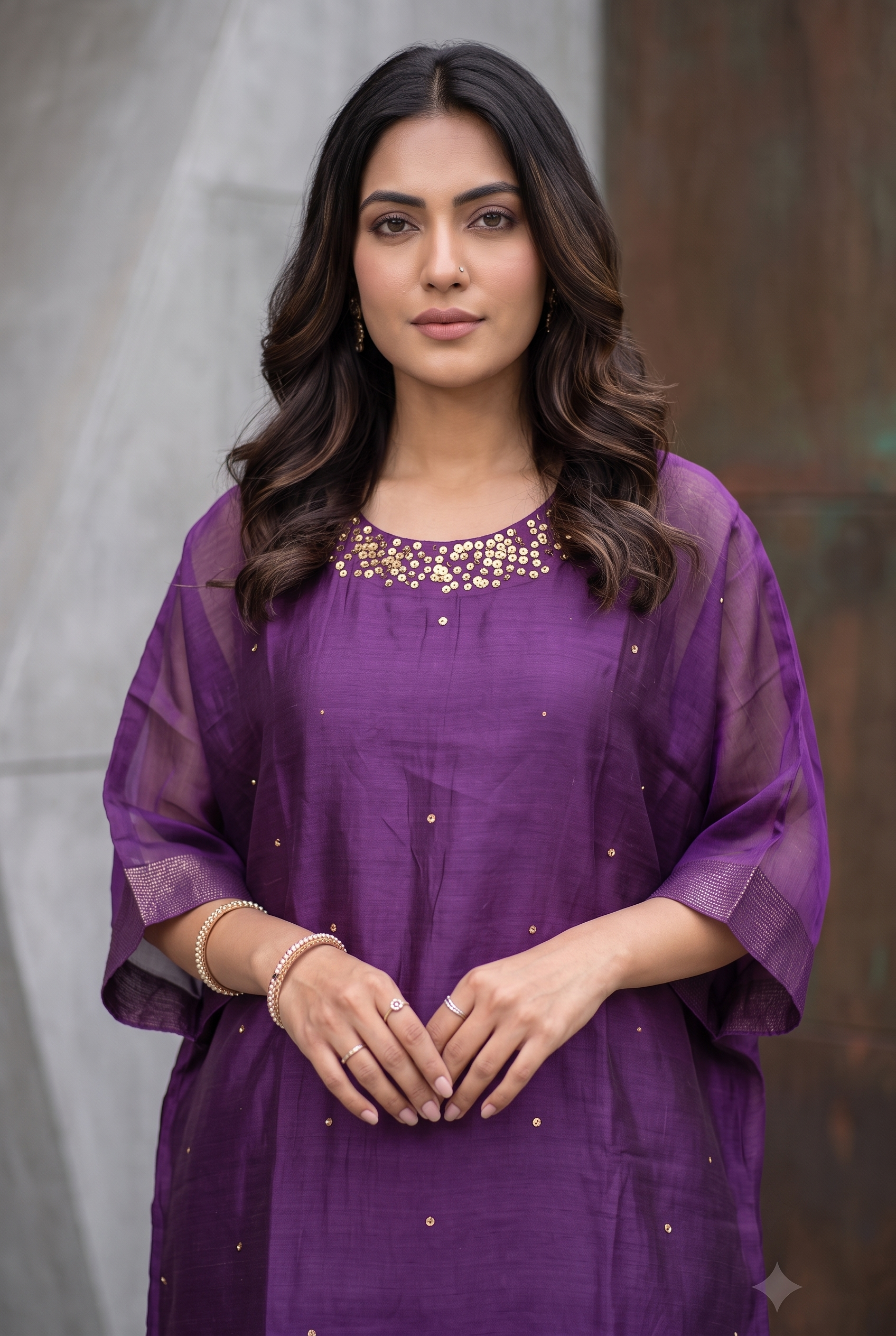Purple Chanderi Kurta Set