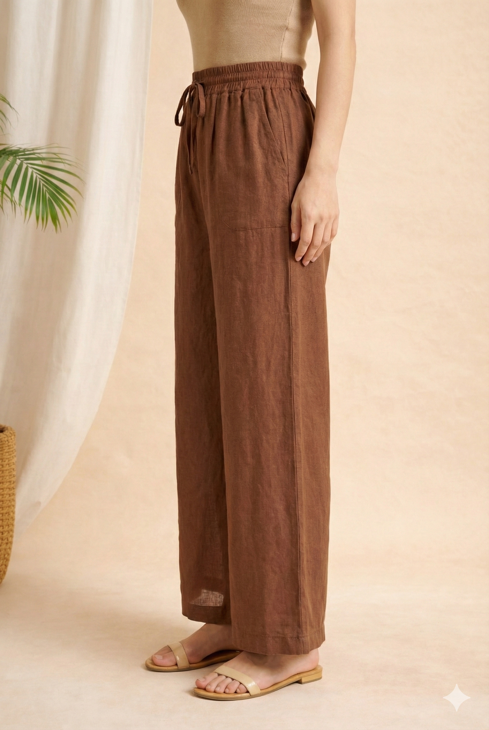 Women’s Relaxed Fit Solid Linen Pants