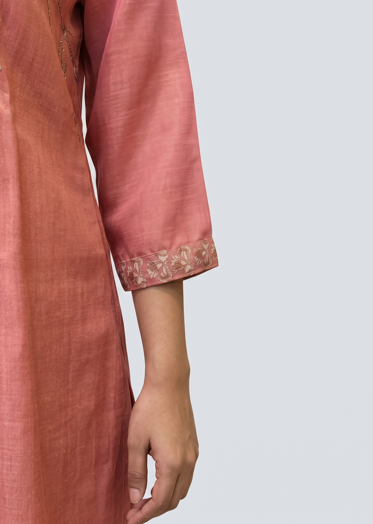 Peach Linen Tissue Straight Salwar Suit