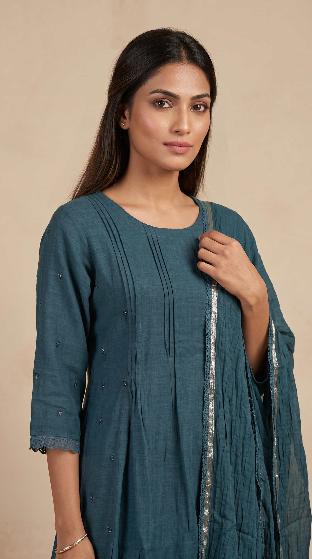 Rama Mal Chanderi Anarkali Salwar Suit