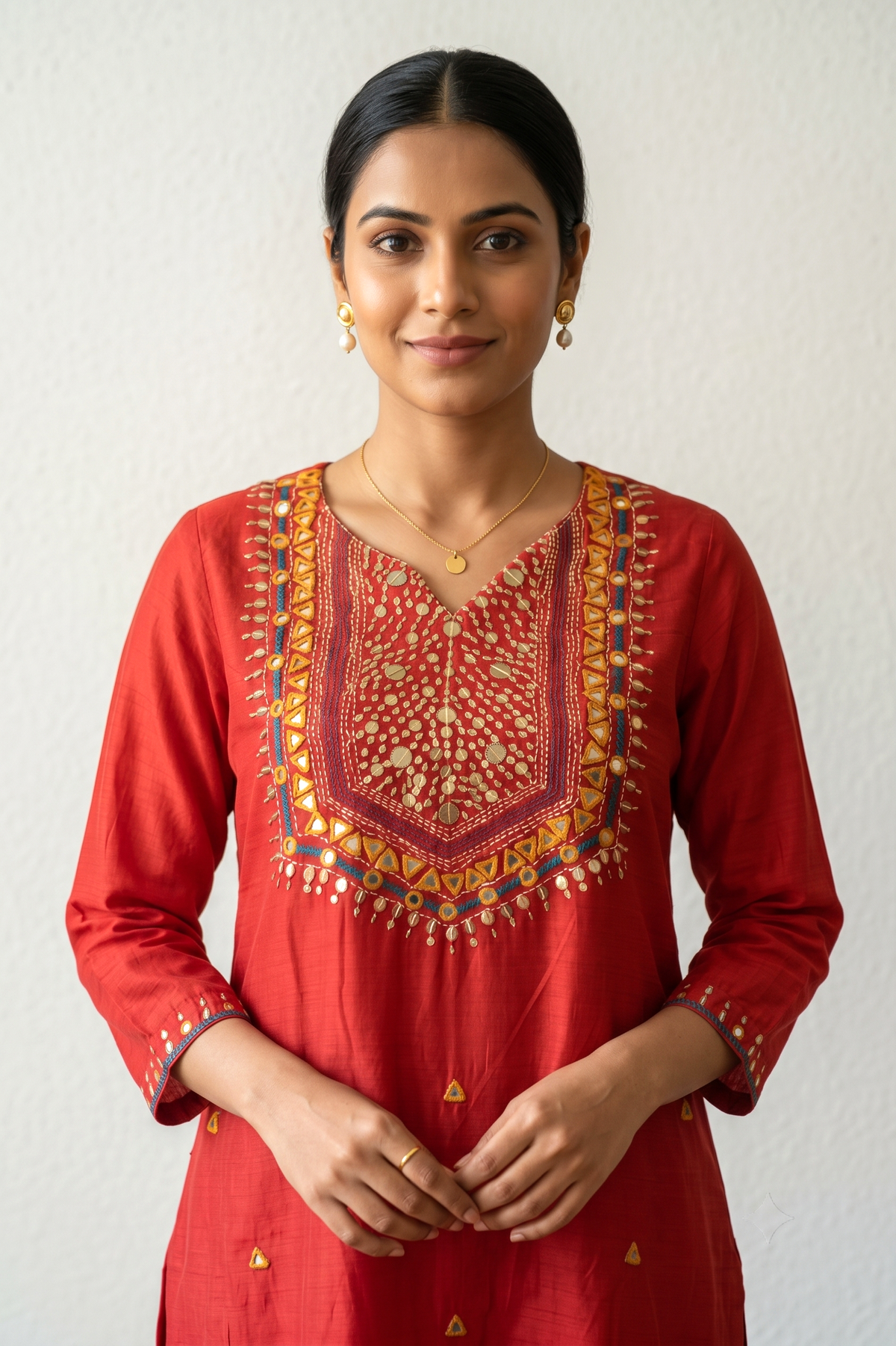 Rust Mal Chanderi Straight Suit Set