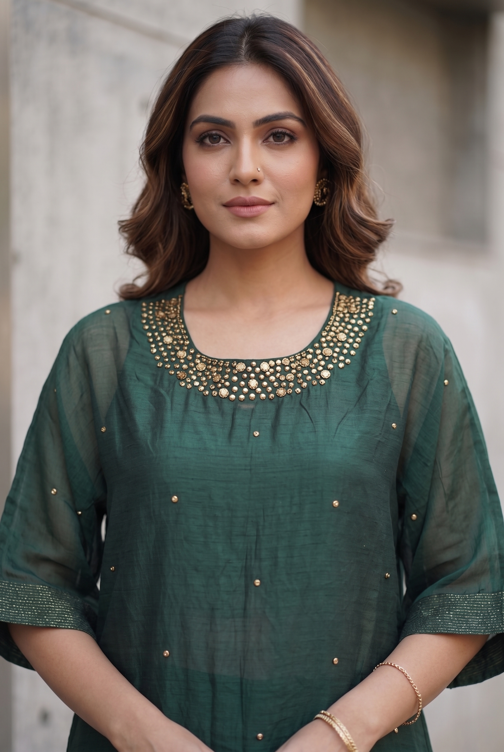 Graceful Green Chanderi Kurta Set