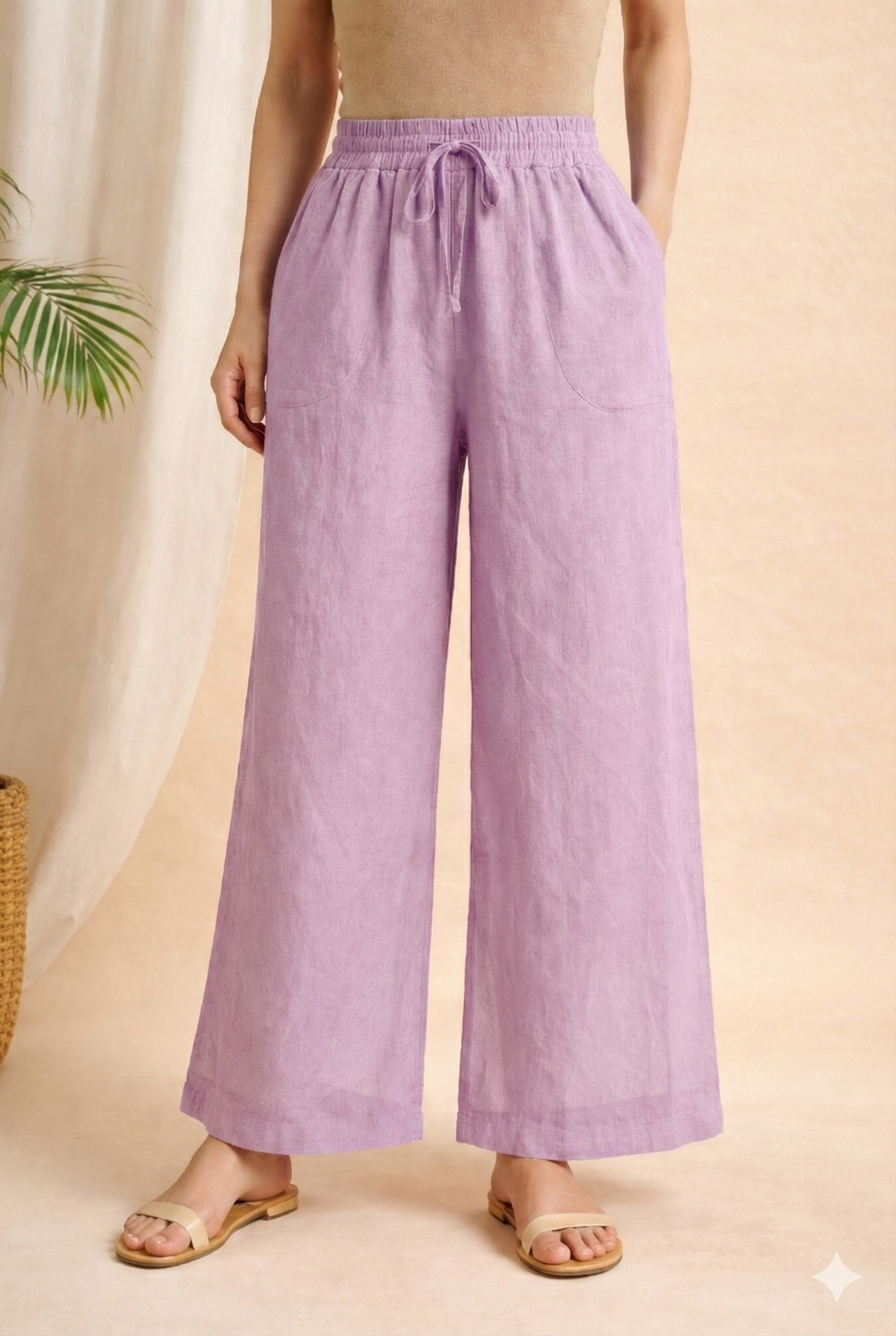 Women’s Relaxed Fit Solid Linen Pants