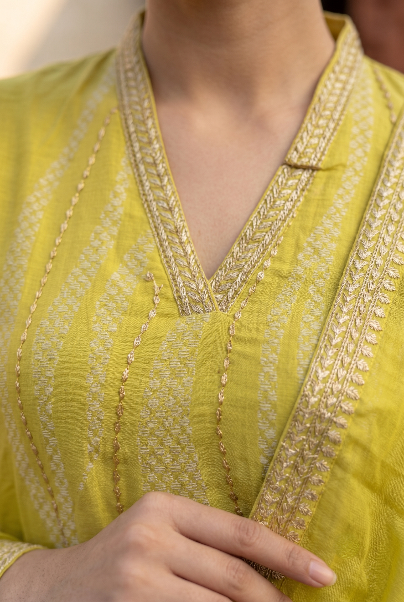Yellow Muslin Straight Suit Set