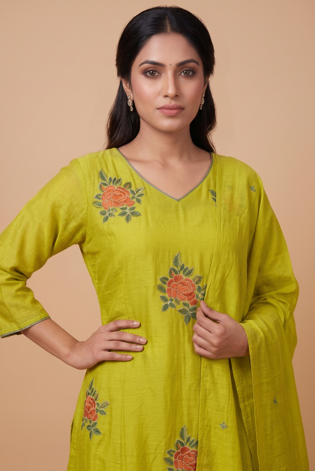 Yellow Mal Chanderi Aline Suit Set