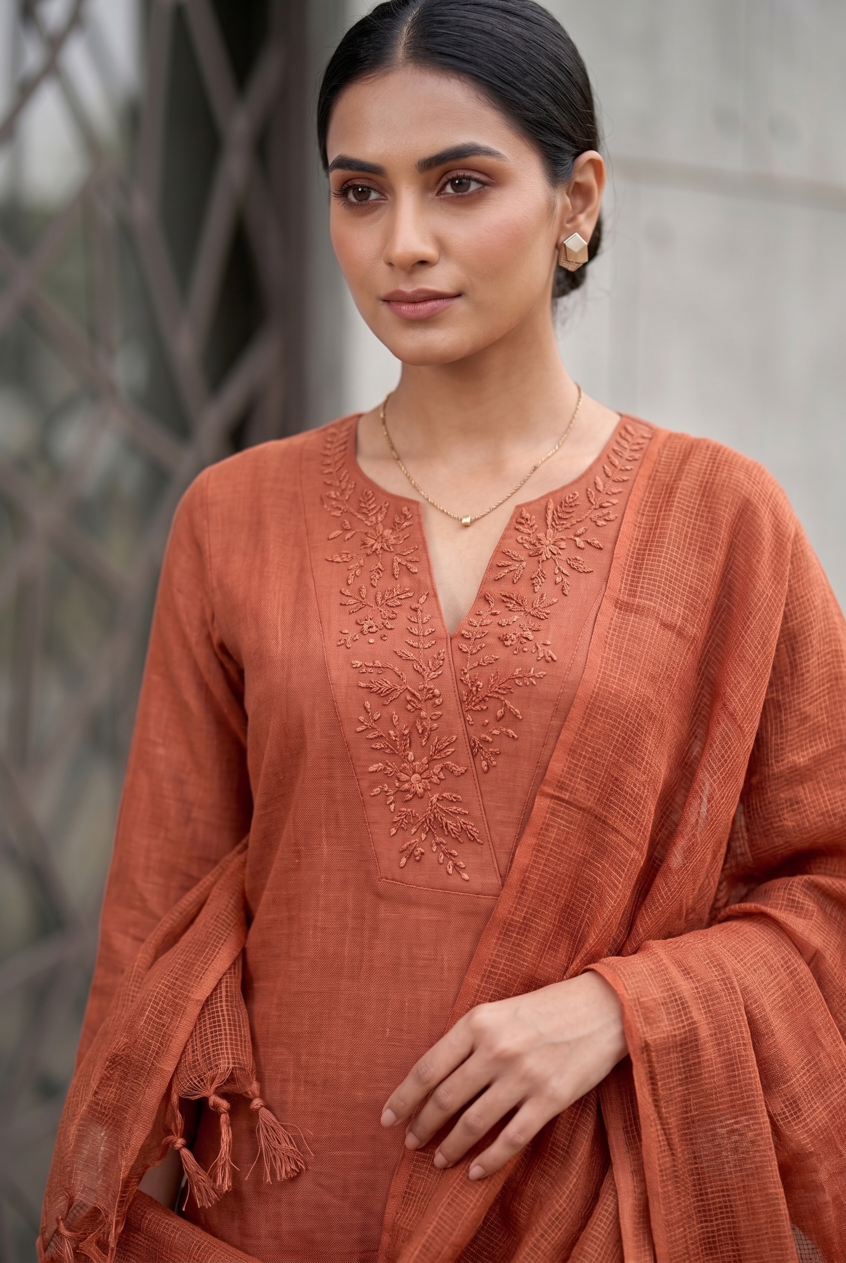 Rust Radiance Linen Suit Set