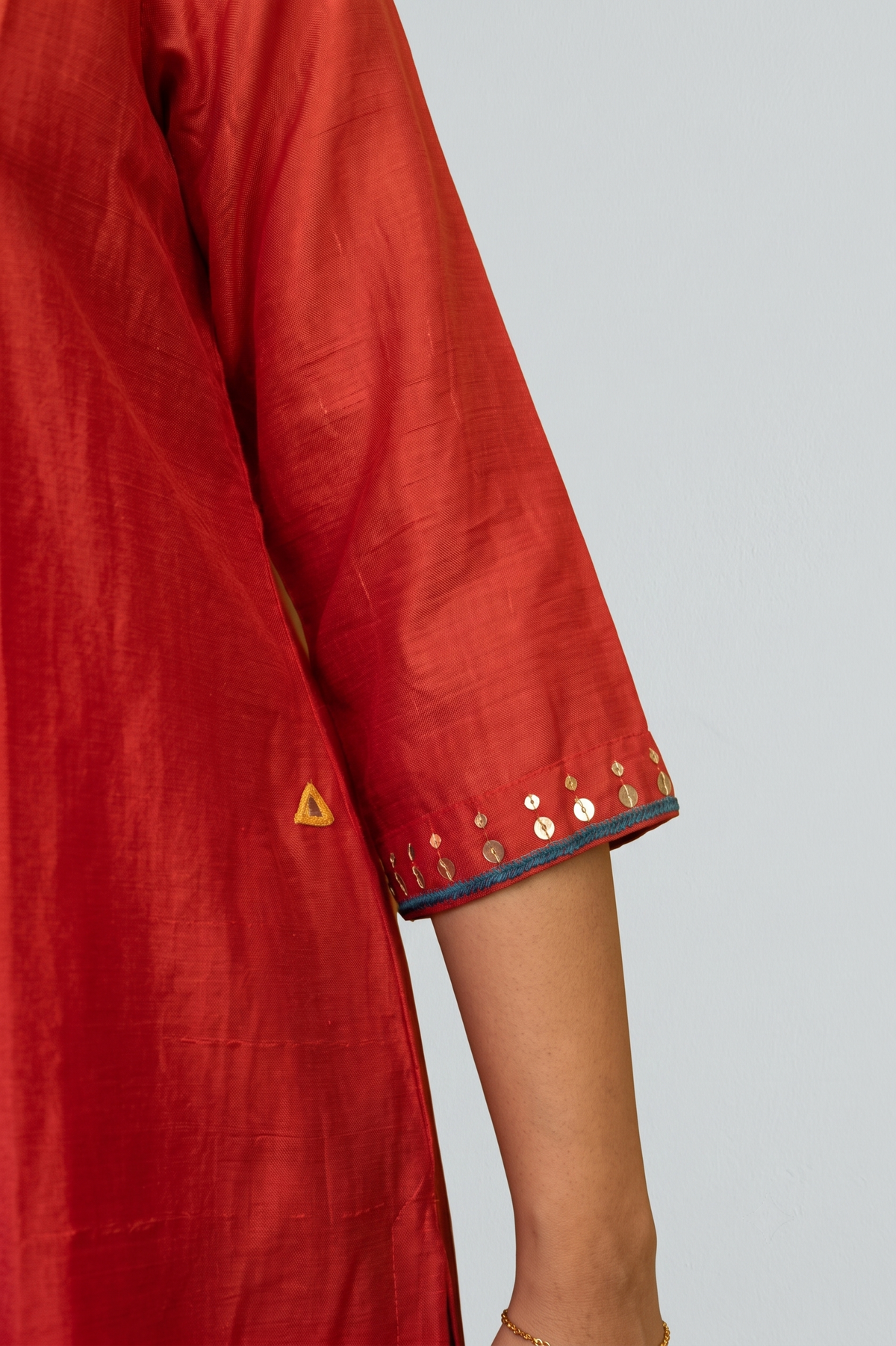 Rust Mal Chanderi Straight Suit Set