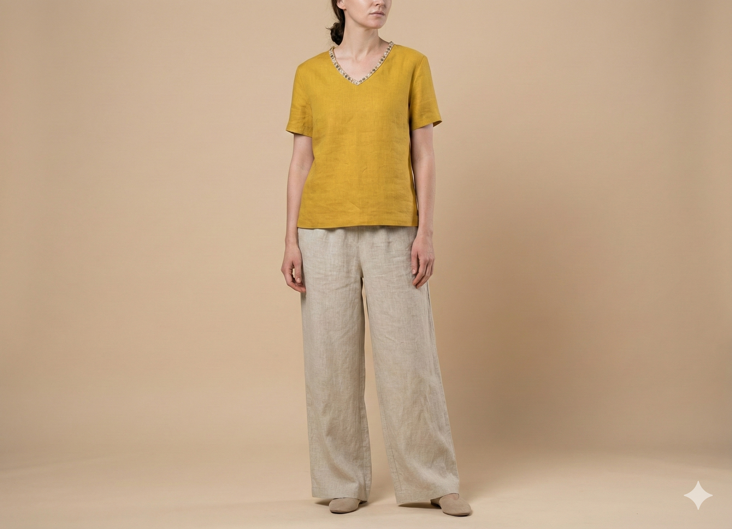 Women’s Linen V-Neck Top