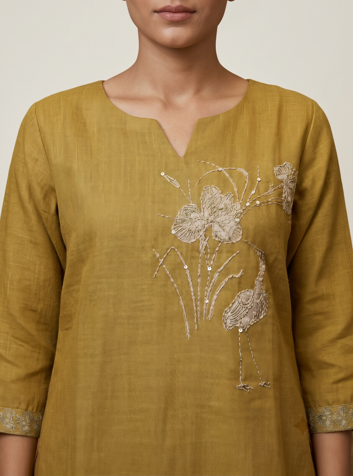Mehandi Linen Tissue Straight Salwar Suit