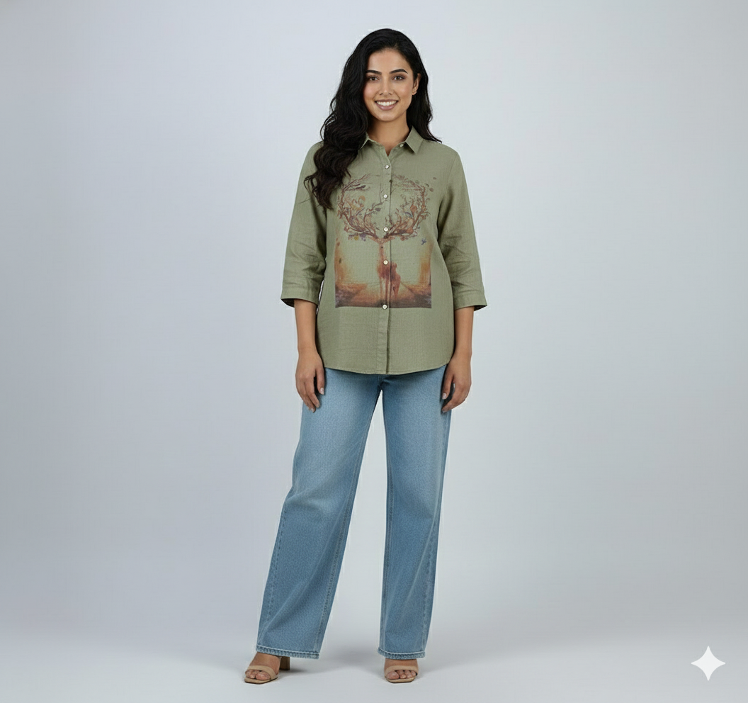 Linen Casual Shirt Top for Women