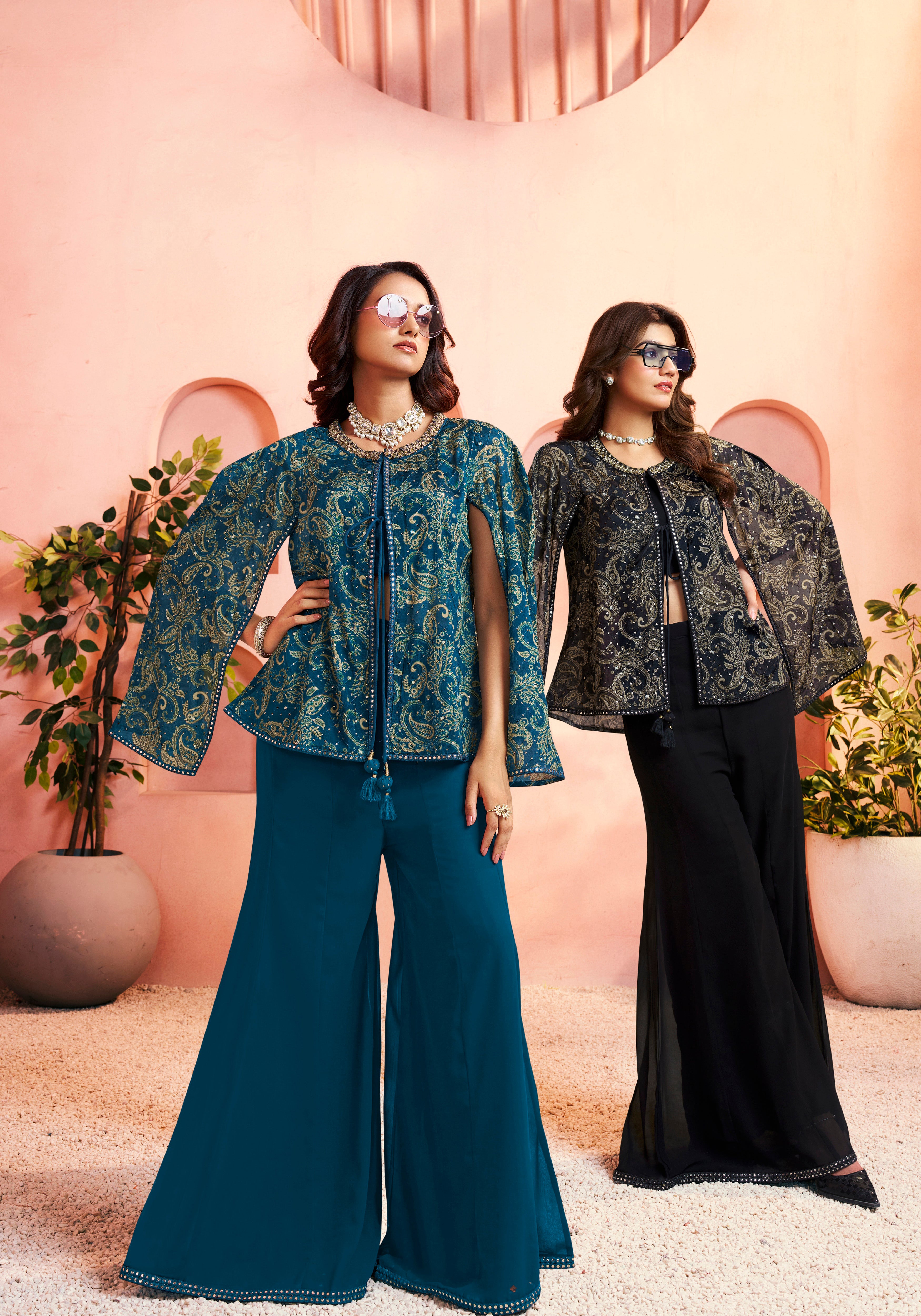 Peacock Blue Festive Co-ord Set