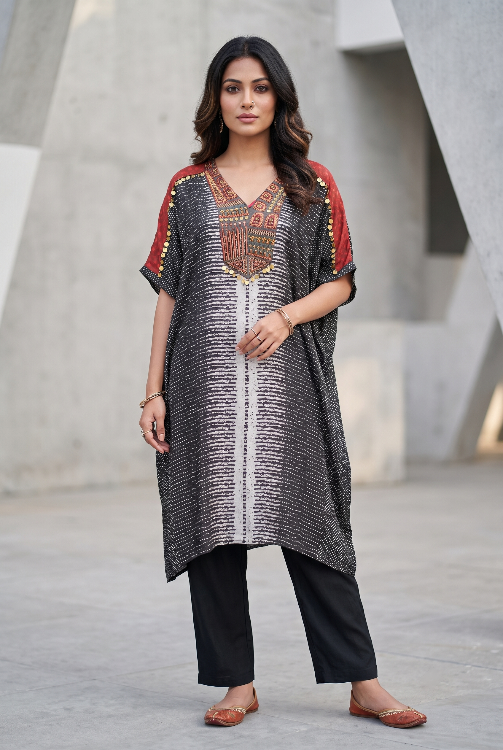 Black Dola Silk Festive kaftan