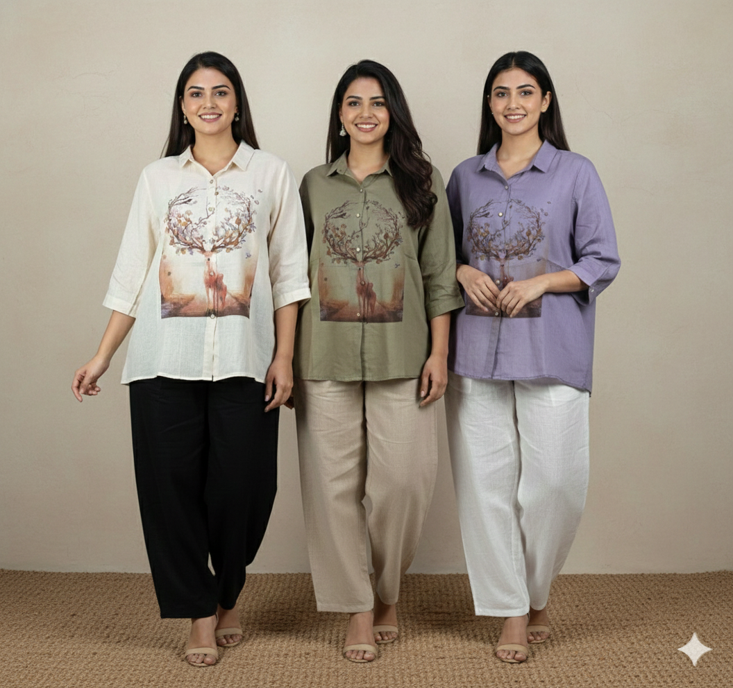 Linen Casual Shirt Top for Women