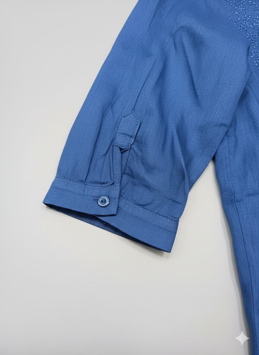 Women's Mandarin Collar Shirt with Thread Embroidery