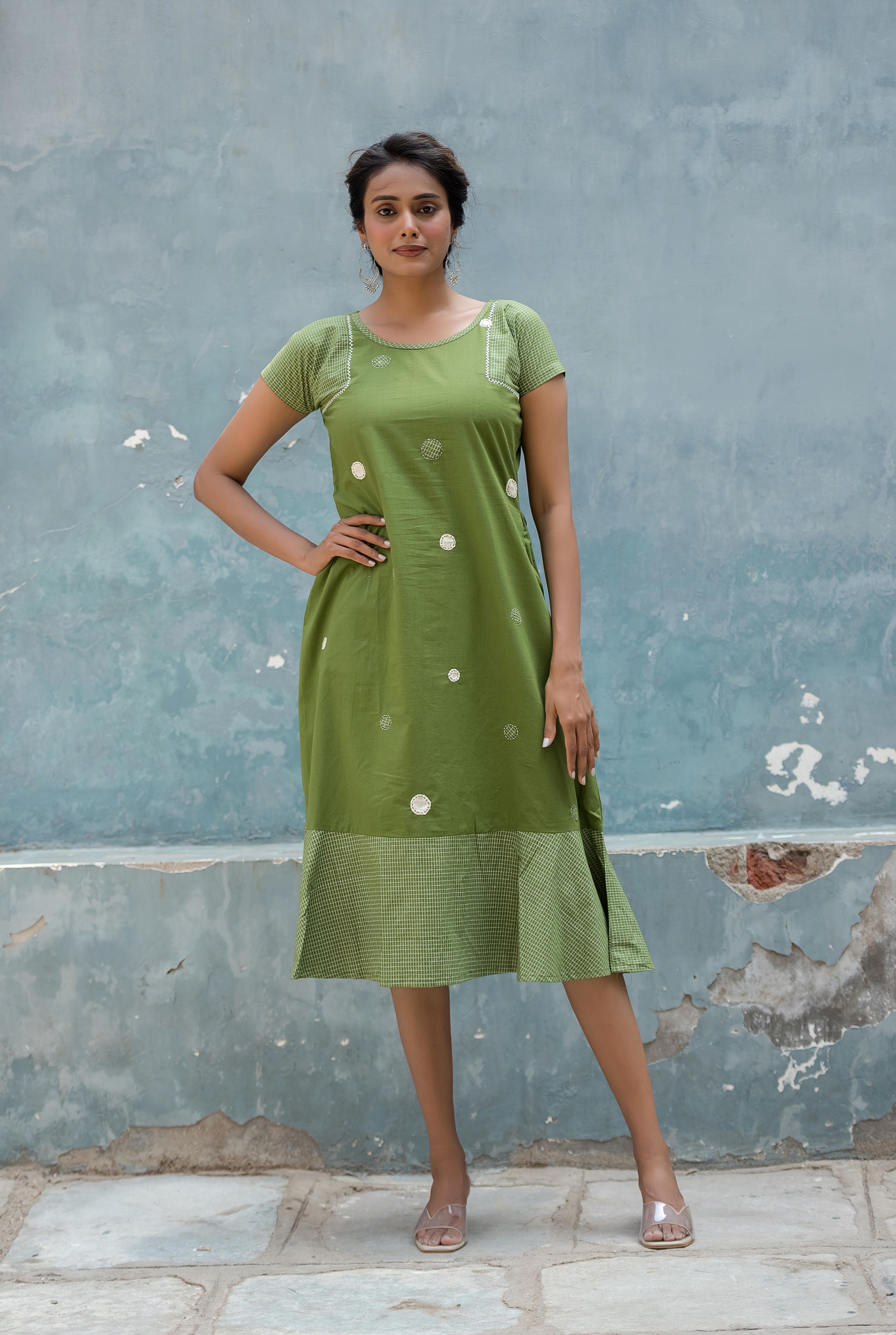 Bottle Green Tiered Dress