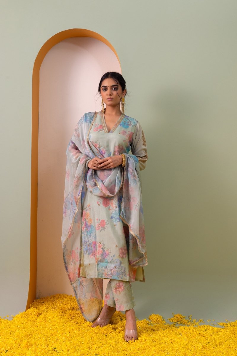 PAYAL Boutique Turquoise Kurta Suit Set with Stunning Print - Payal