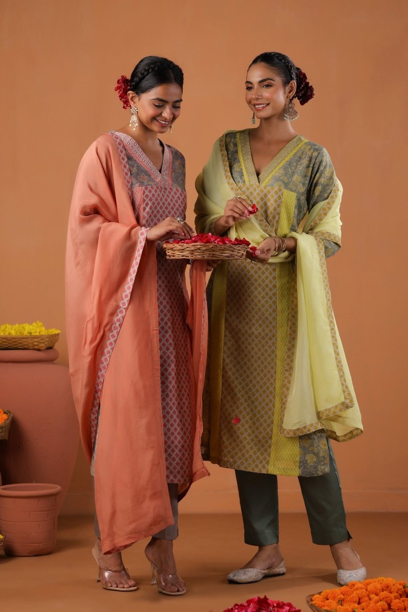 PAYAL Canary Yellow Kurta Suit Set with Hand Work Detailing - Payal