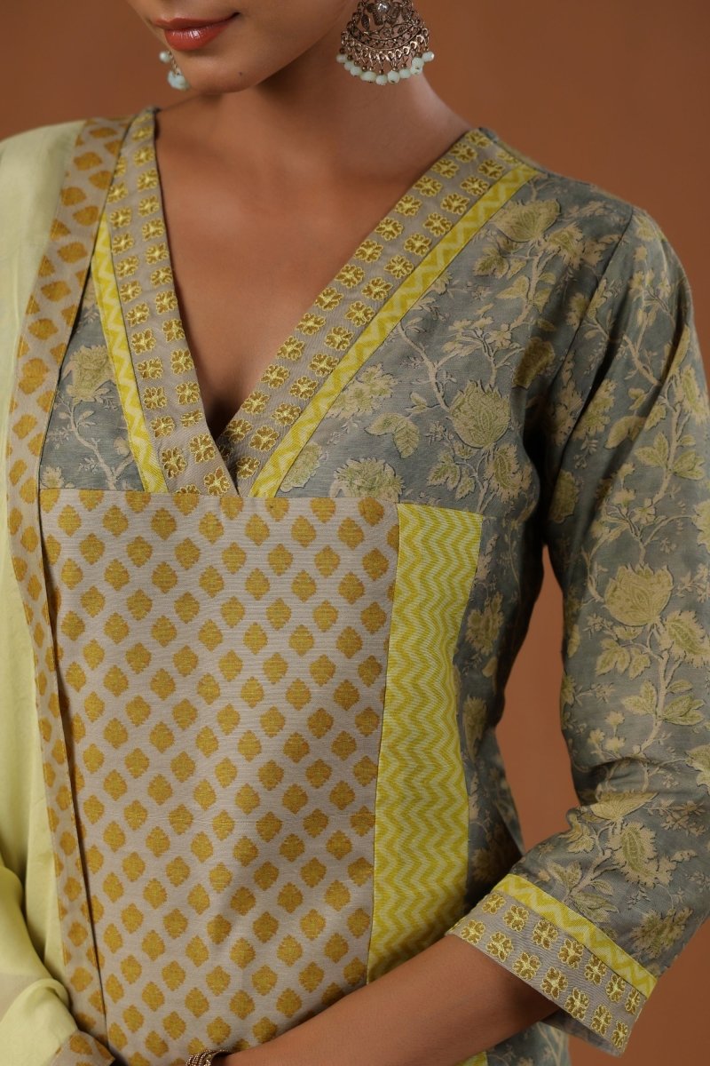 PAYAL Canary Yellow Kurta Suit Set with Hand Work Detailing - Payal